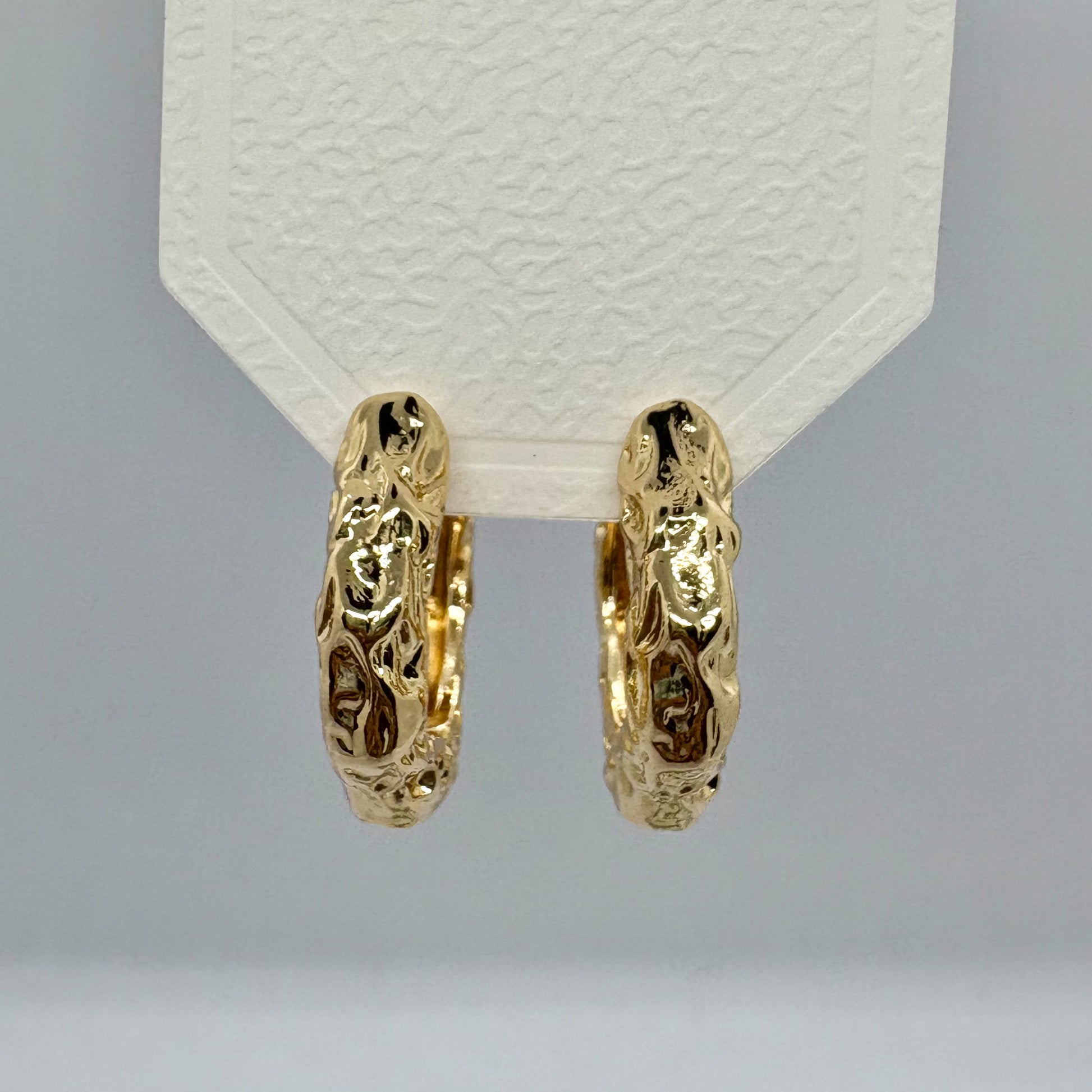 Chunky Textured Golden Hoop Earrings