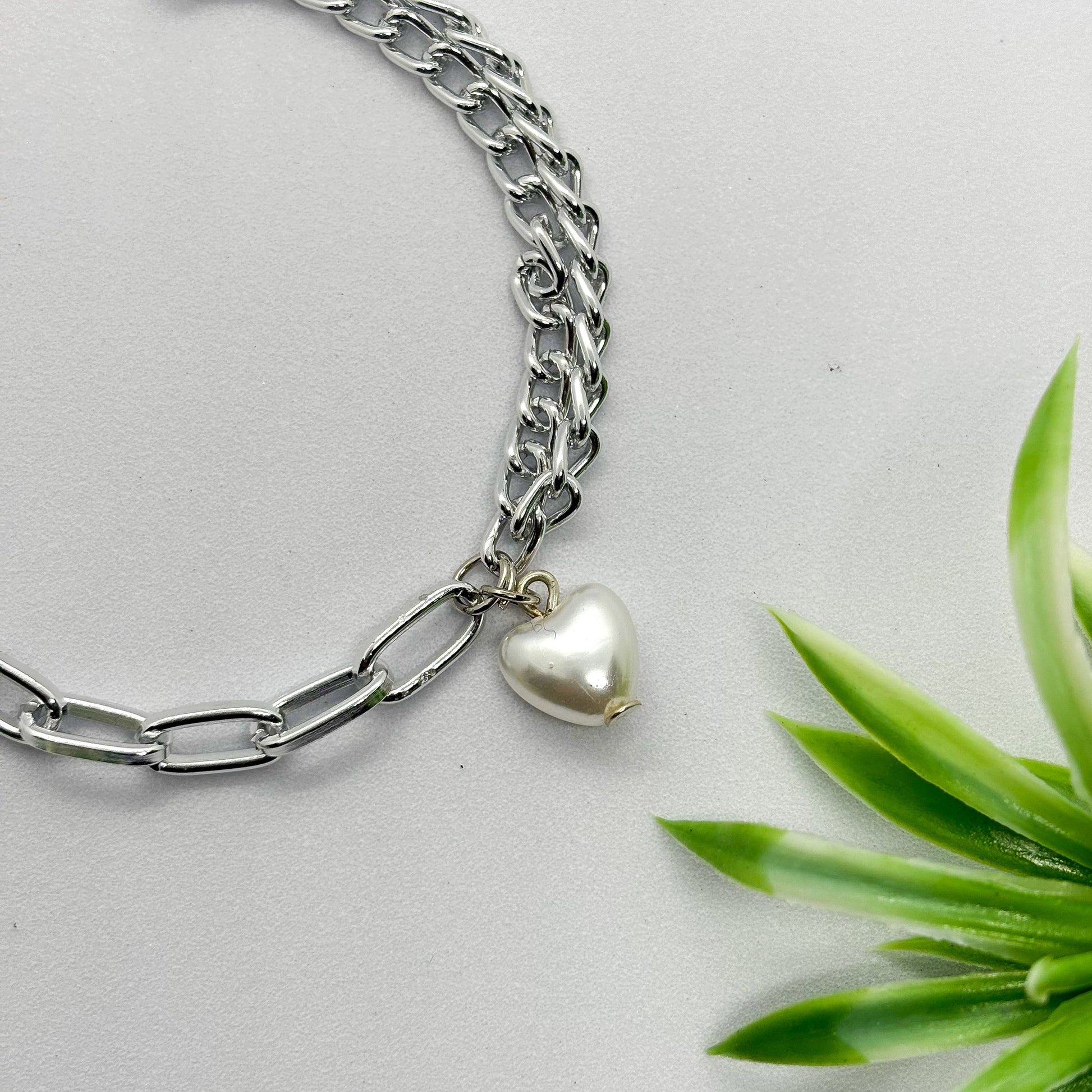 Pearl Heart Chain Bracelet