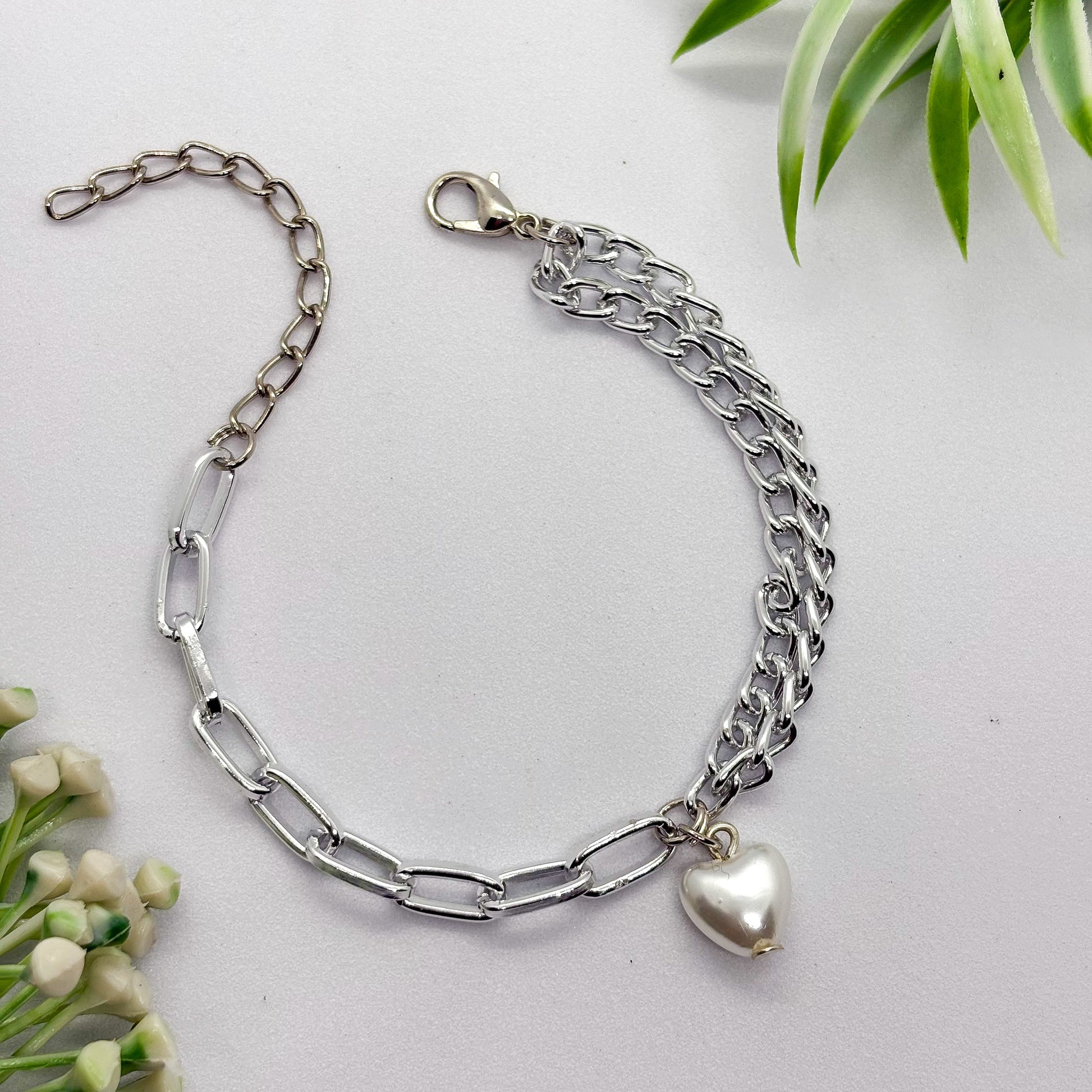 Pearl Heart Chain Bracelet
