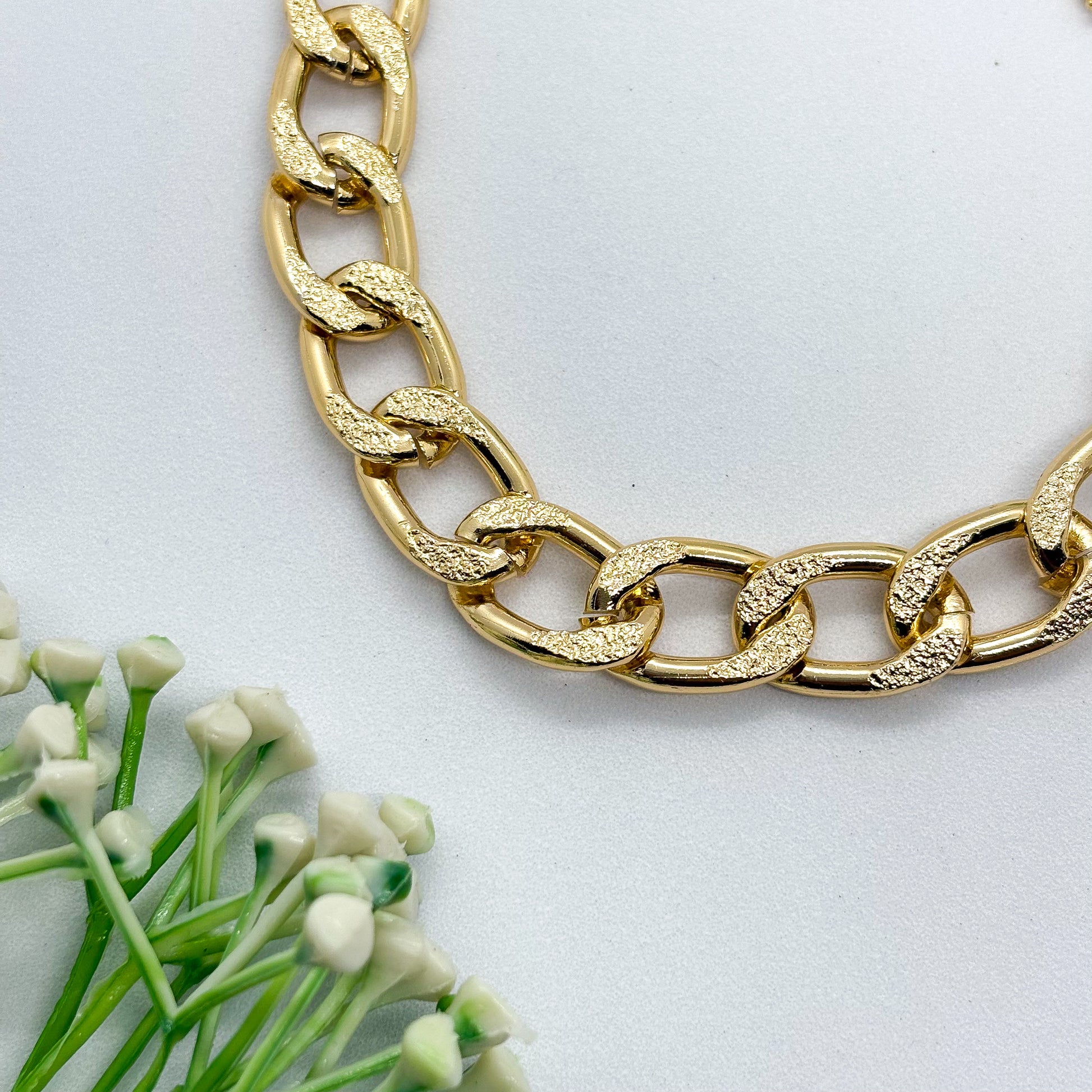 Chunky Textured Gold Chain Bracelet