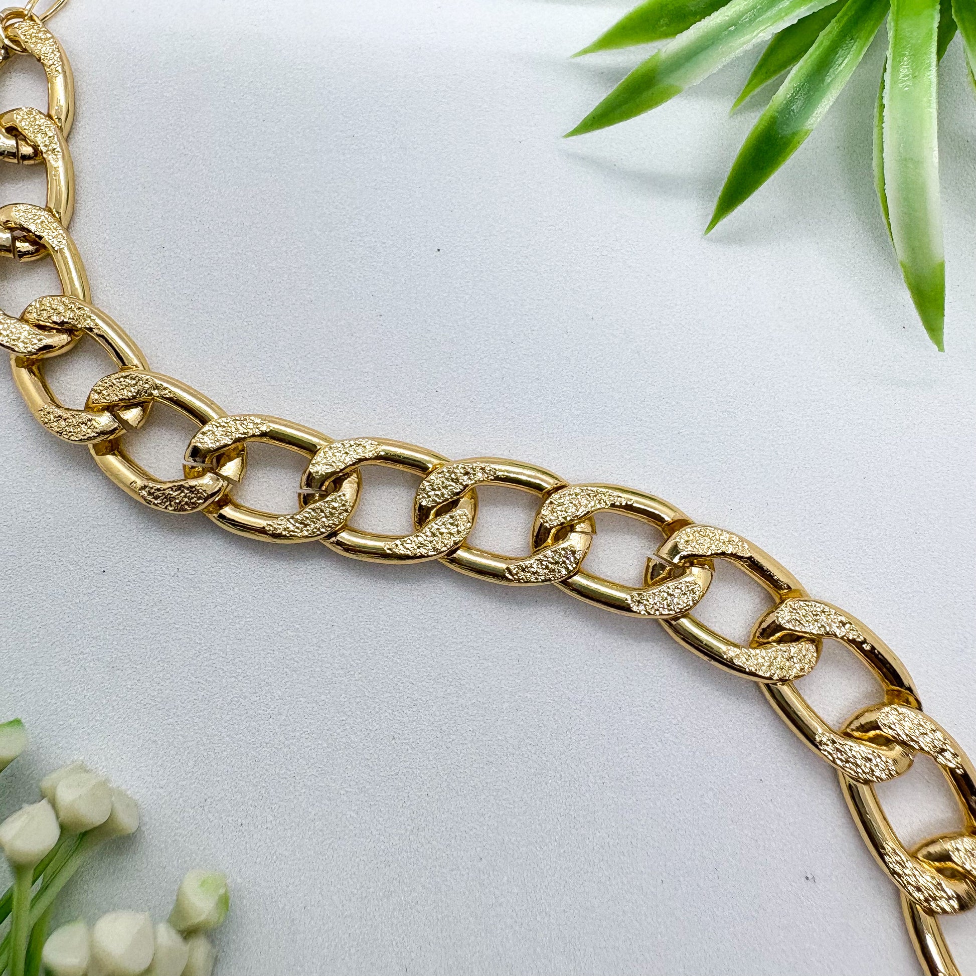 Chunky Textured Gold Chain Bracelet