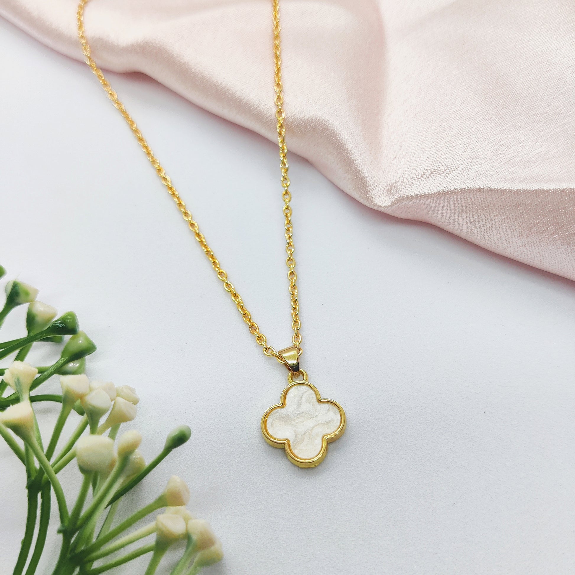 White Clover Golden Charm Necklace