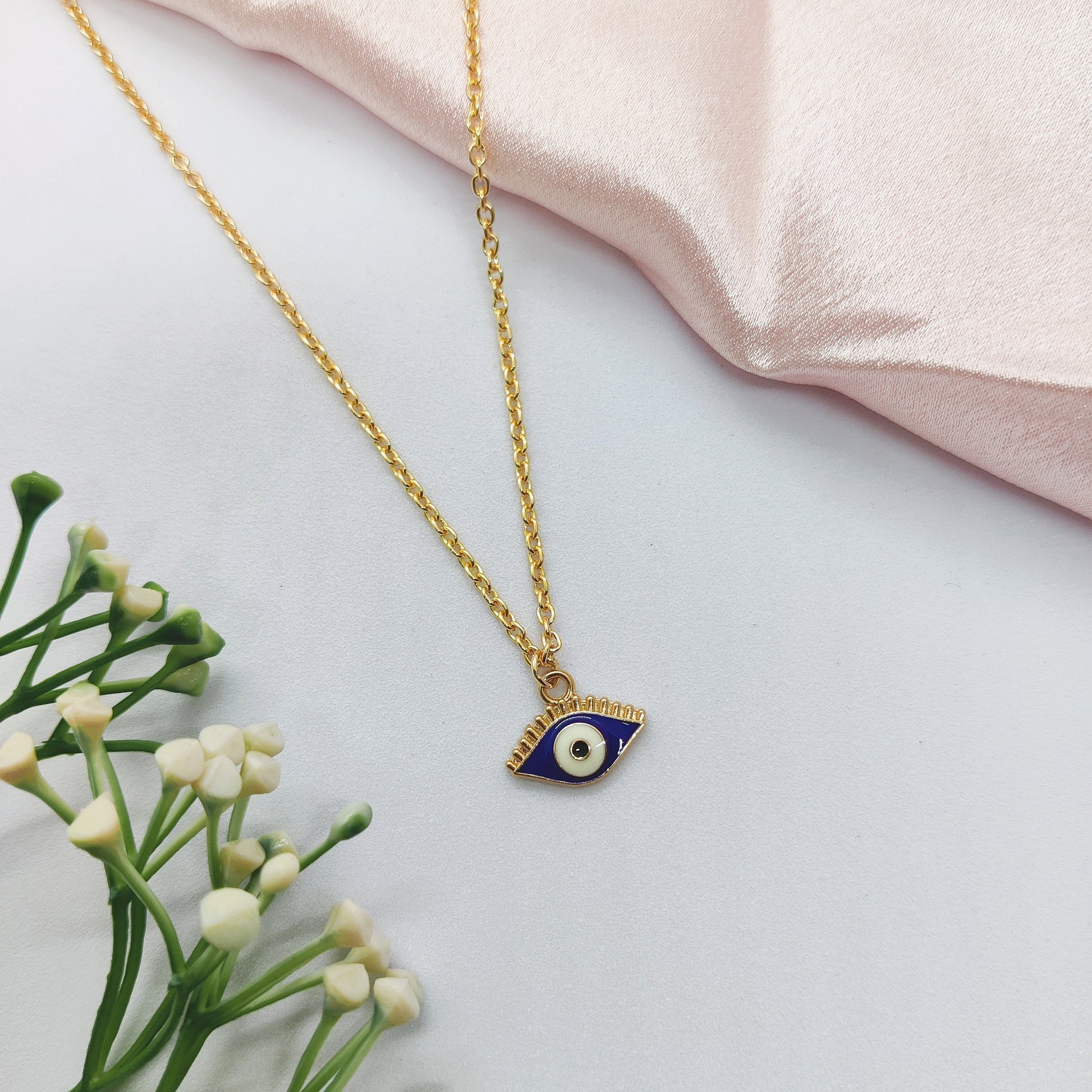 Minimal Evil Eye Golden Charm Necklace