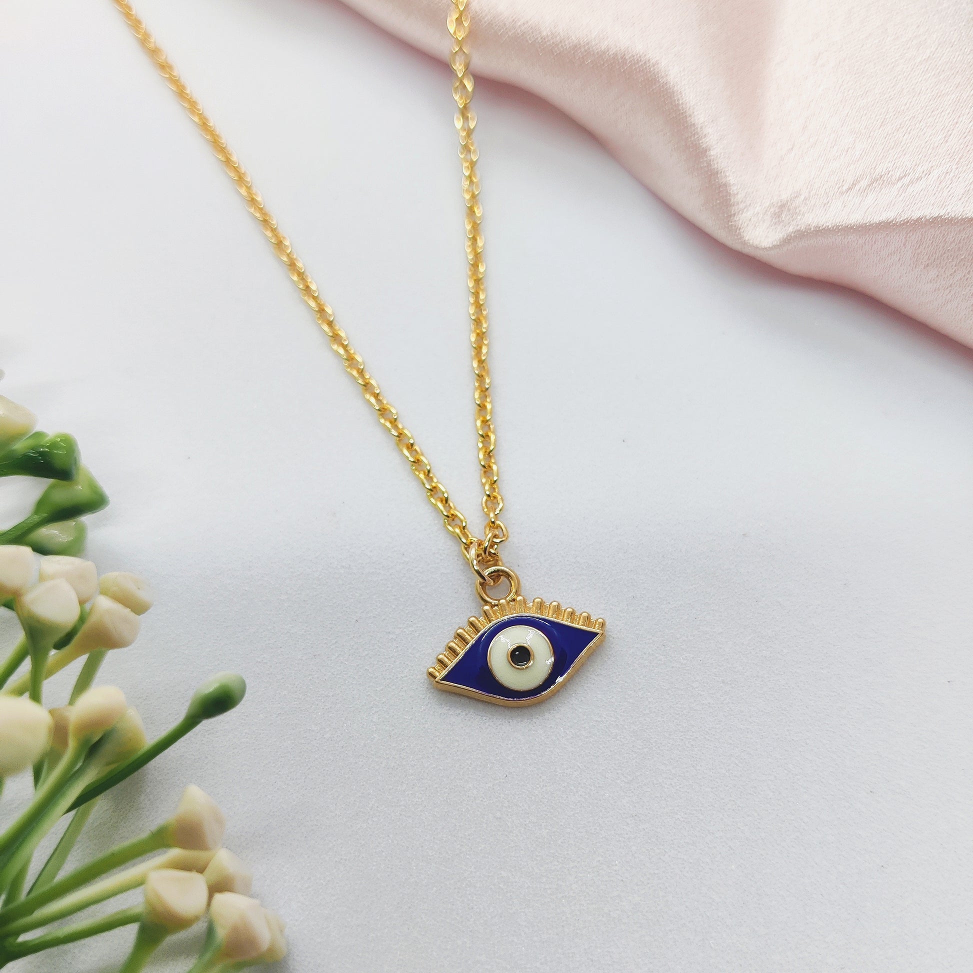 Minimal Evil Eye Golden Charm Necklace