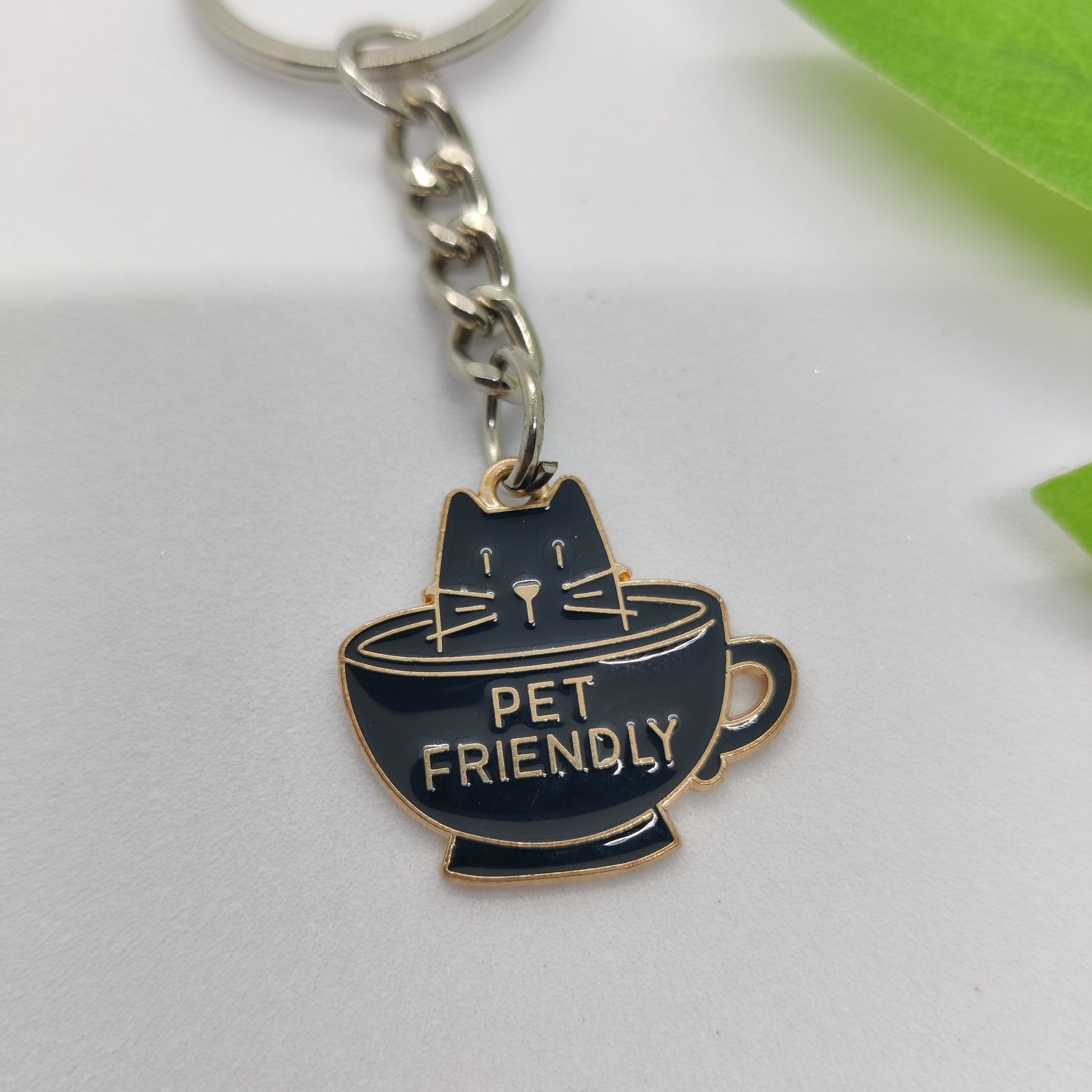 Cat in a Cup Charm Keychain
