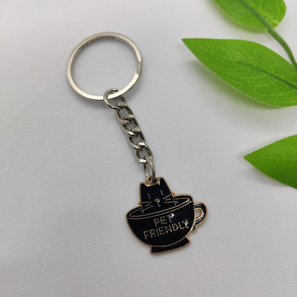 Cat in a Cup Charm Keychain