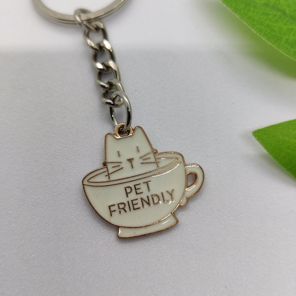 Cat in a Cup Charm Keychain