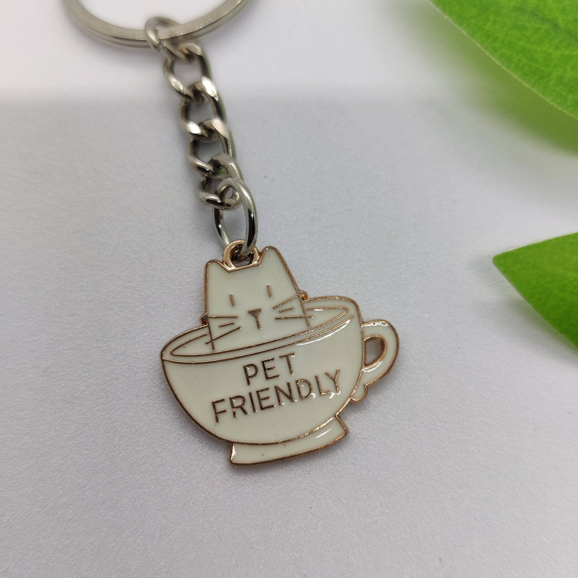 Cat in a Cup Charm Keychain