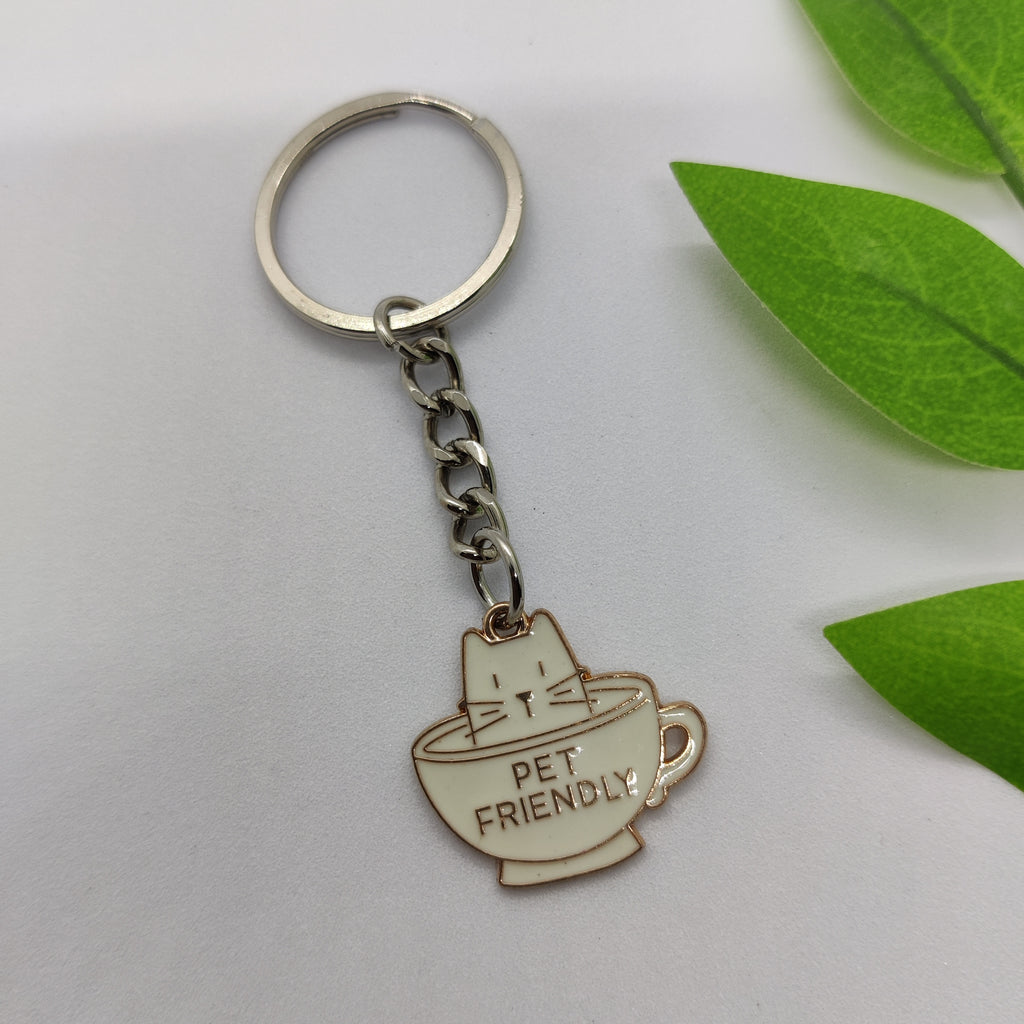 Cat in a Cup Charm Keychain