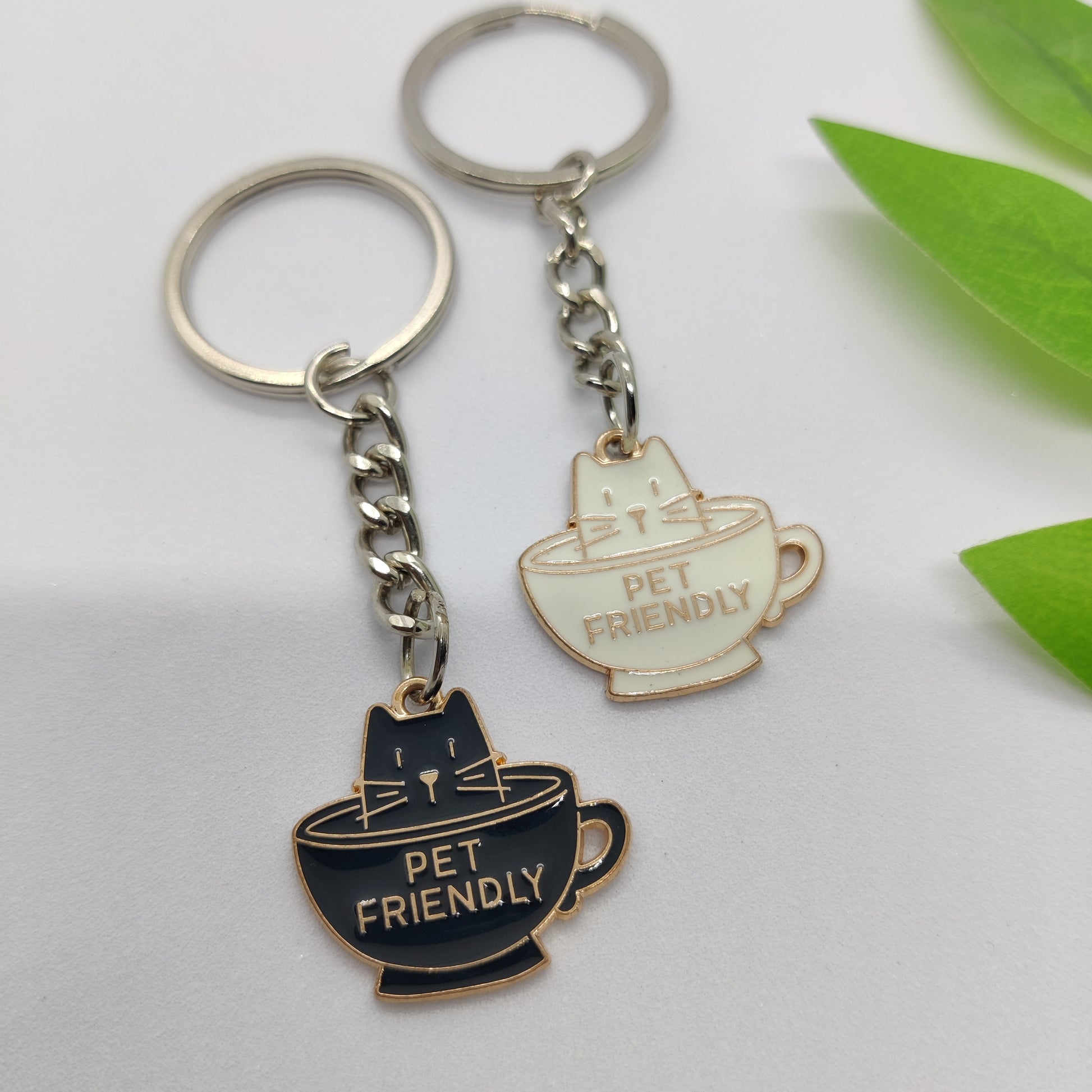 Cat in a Cup Charm Keychain