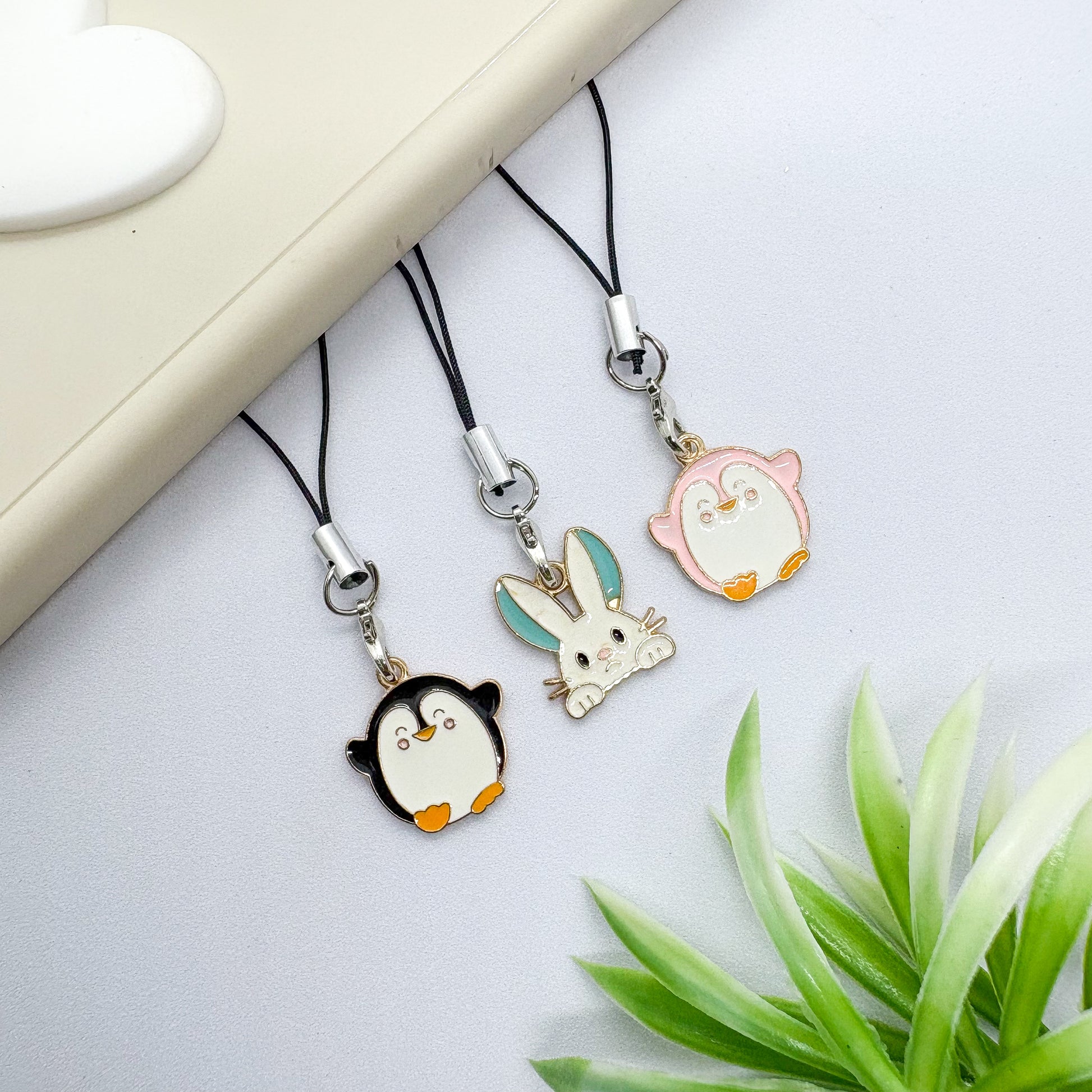 Penguin & Bunny Mini Phone Charm