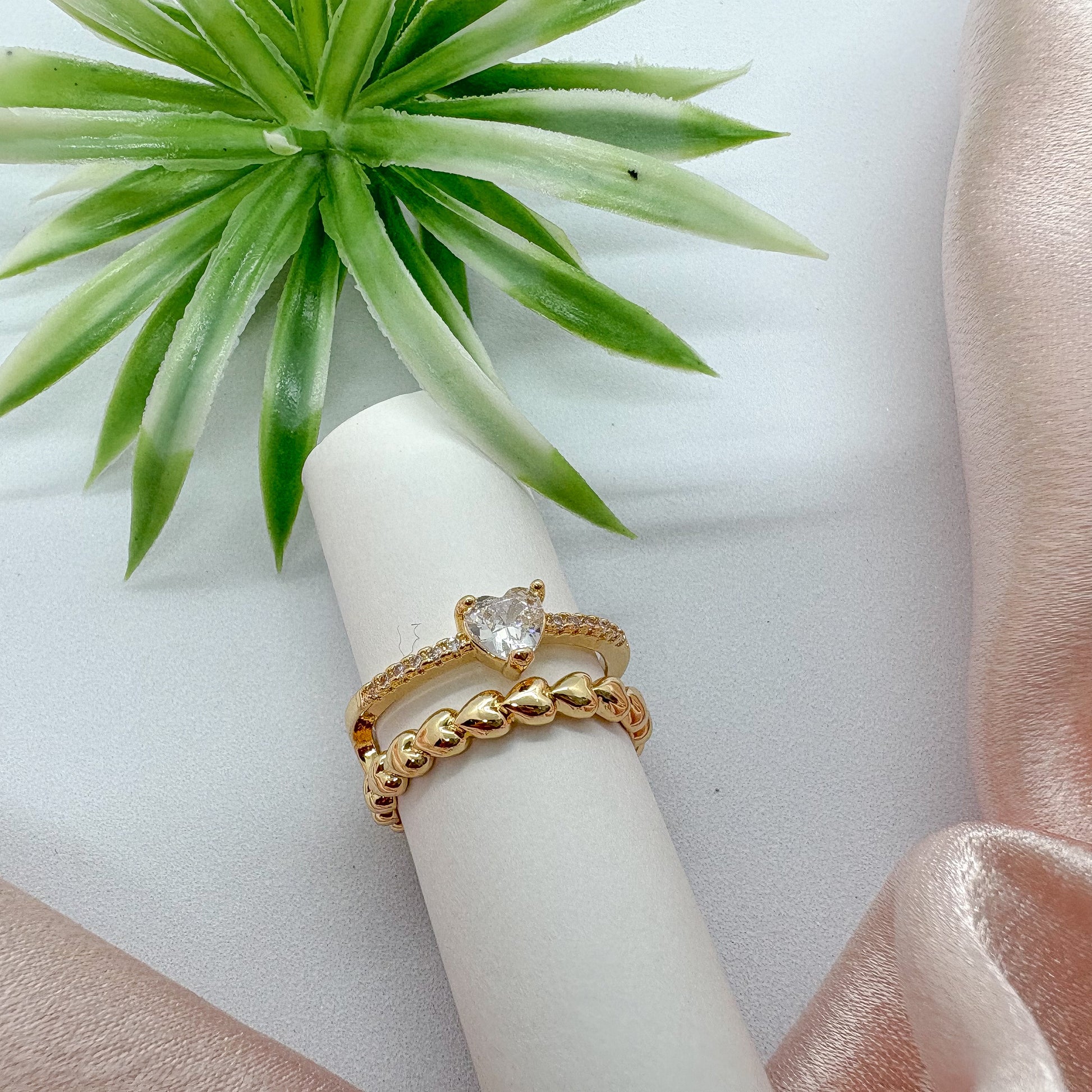 Dual Band Heart Ring (Adjustable)