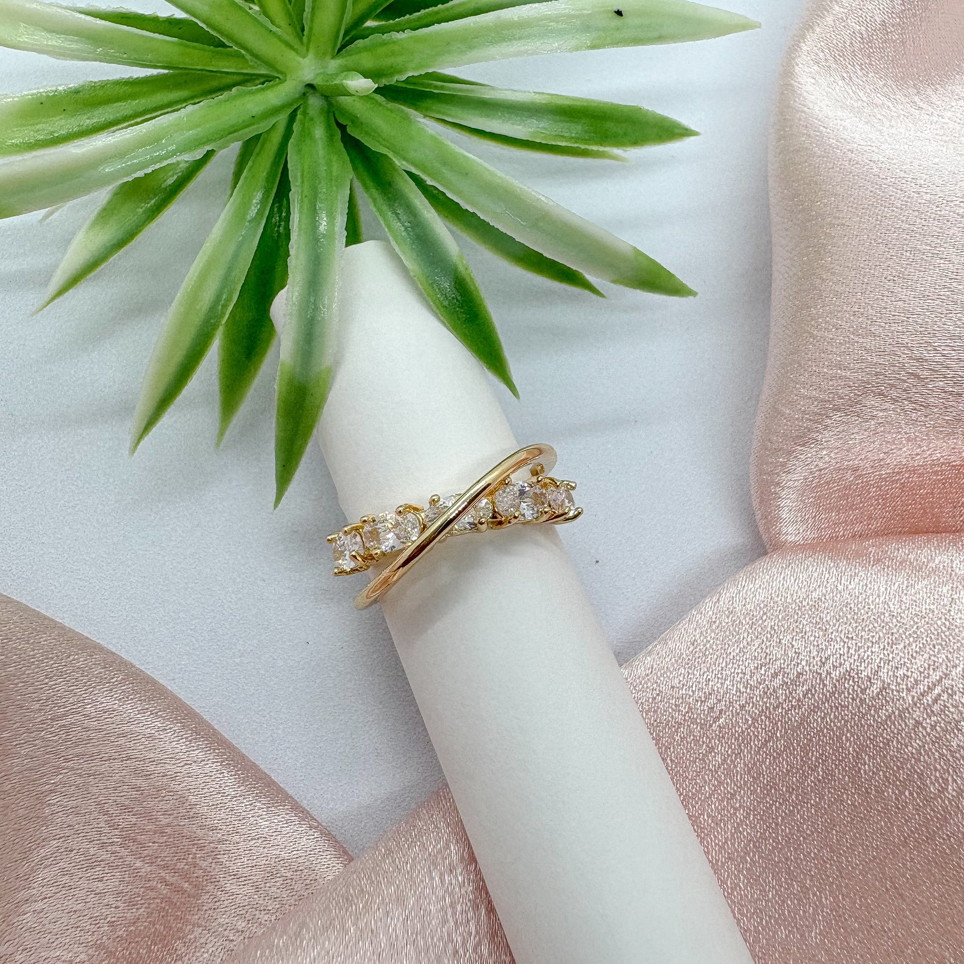 Cross-Band Love Ring (Adjustable)