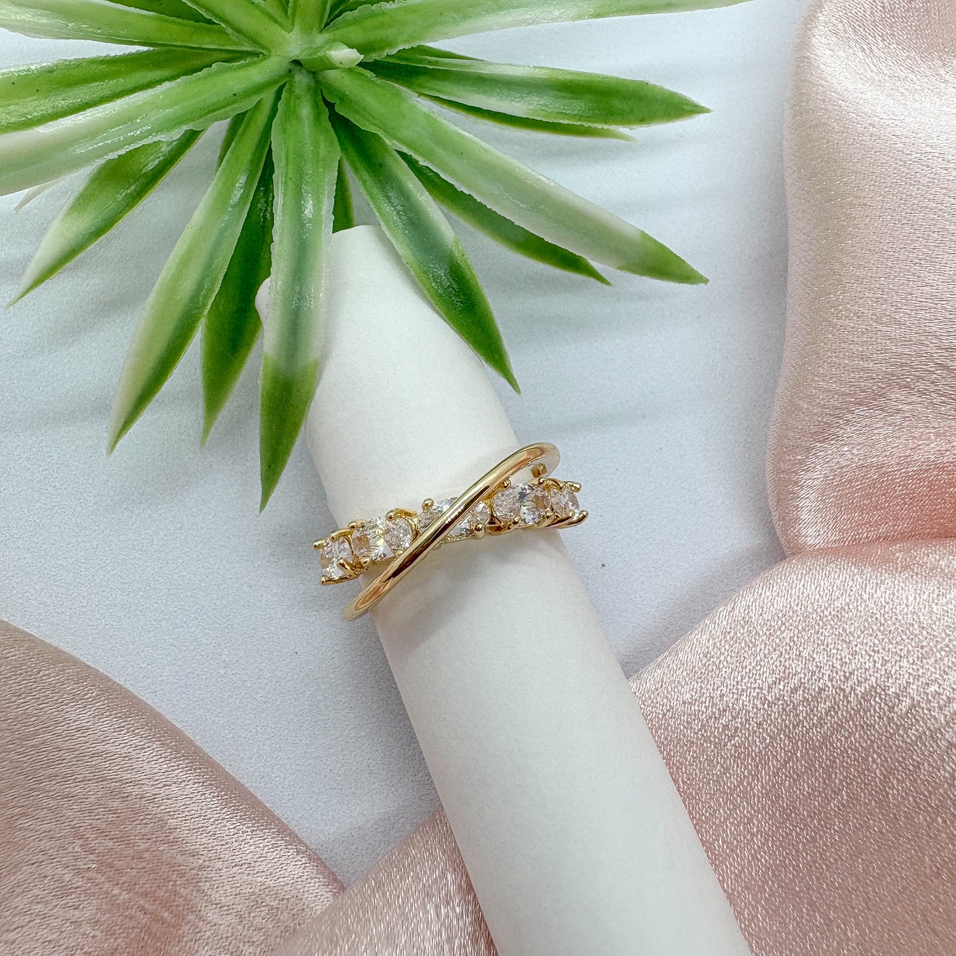 Cross-Band Love Ring (Adjustable)