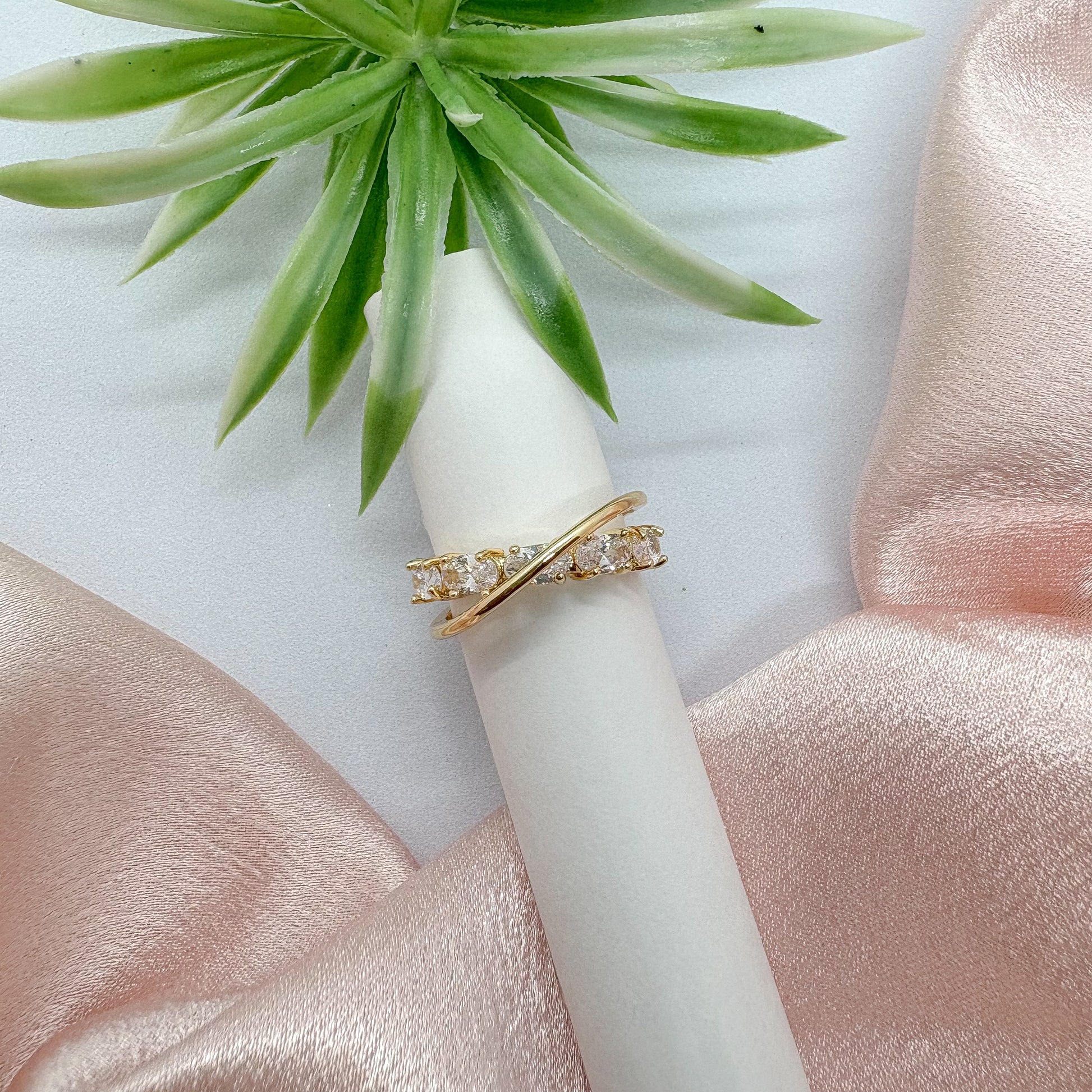 Cross-Band Love Ring (Adjustable)