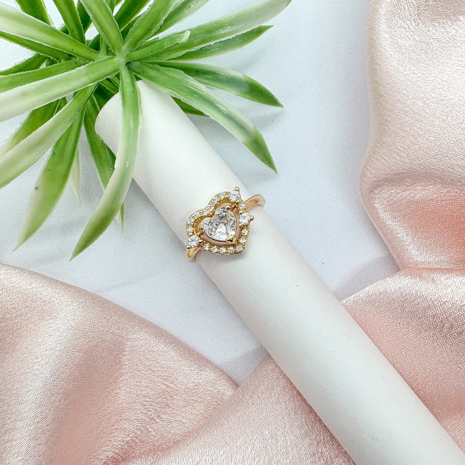 Delicate Heartstone Ring (Adjustable)