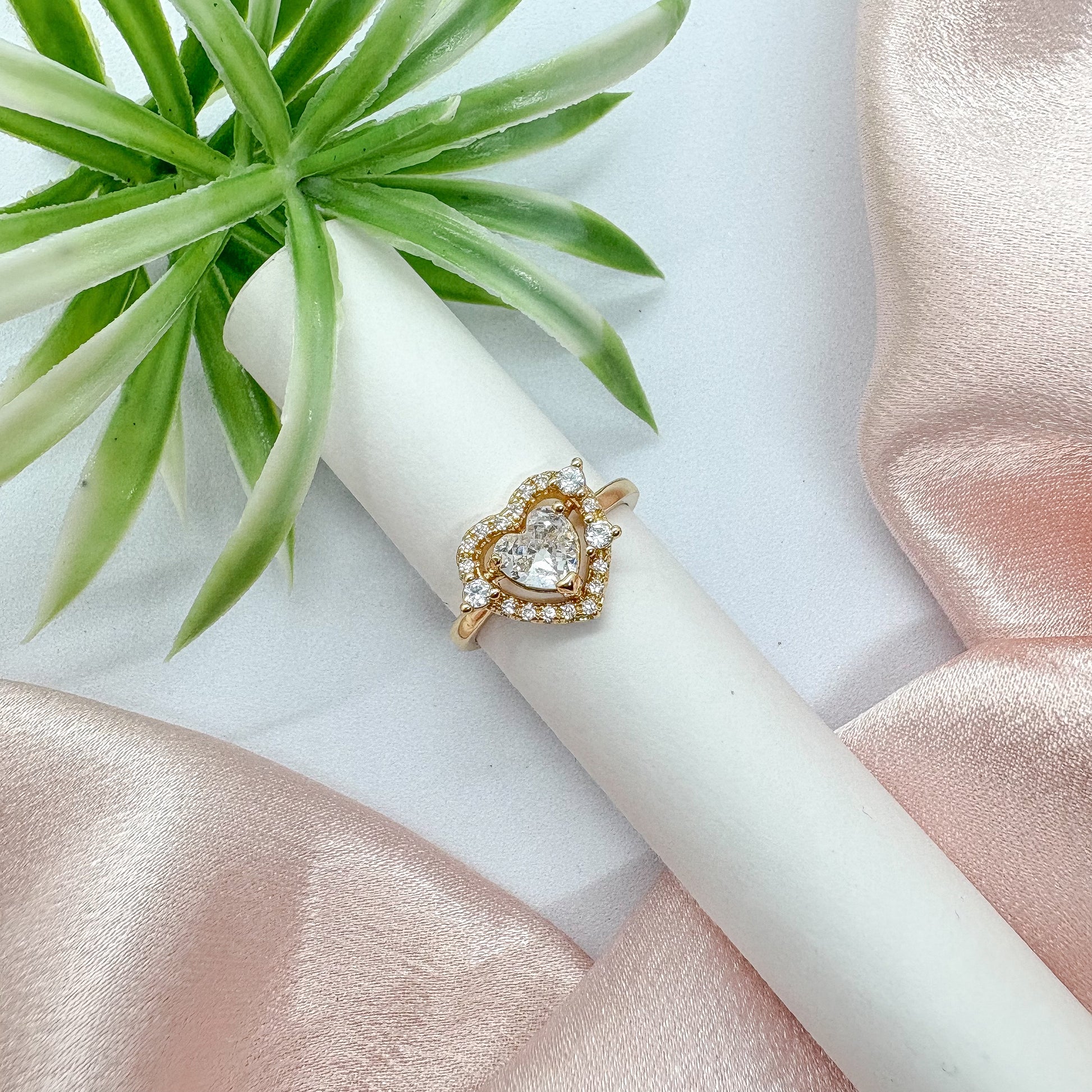Delicate Heartstone Ring (Adjustable)