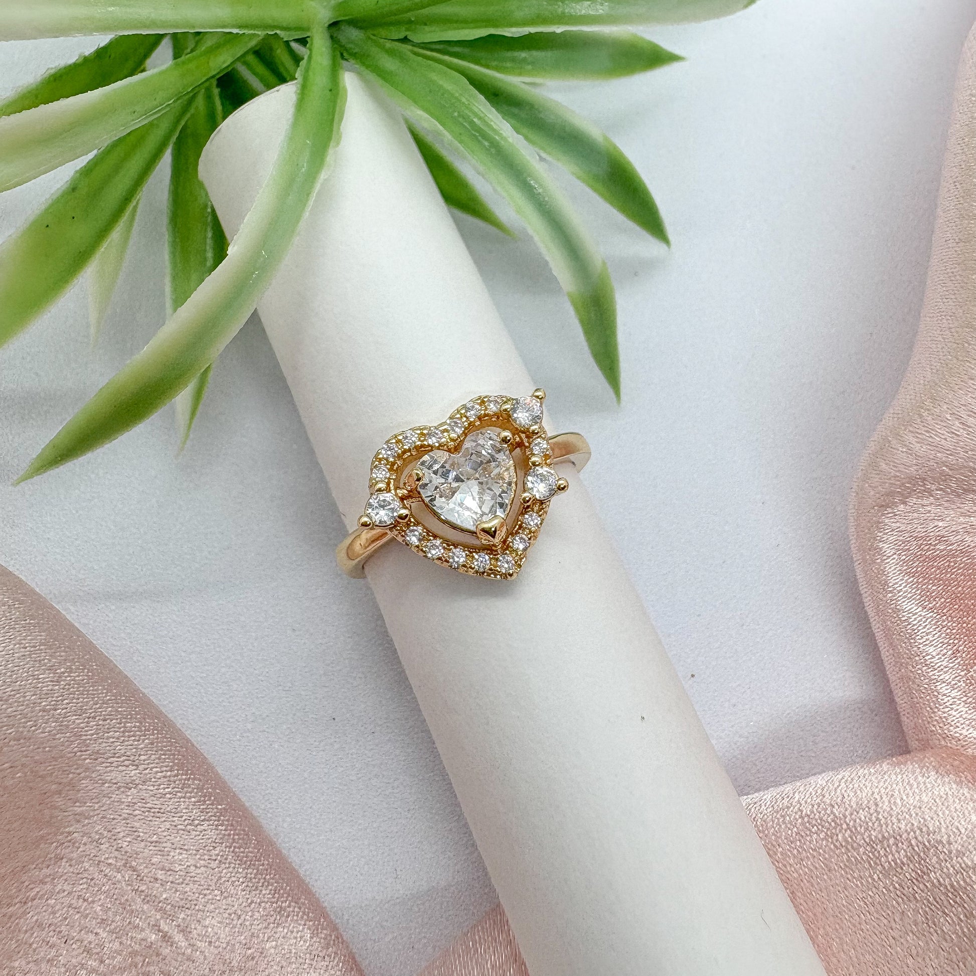 Delicate Heartstone Ring (Adjustable)