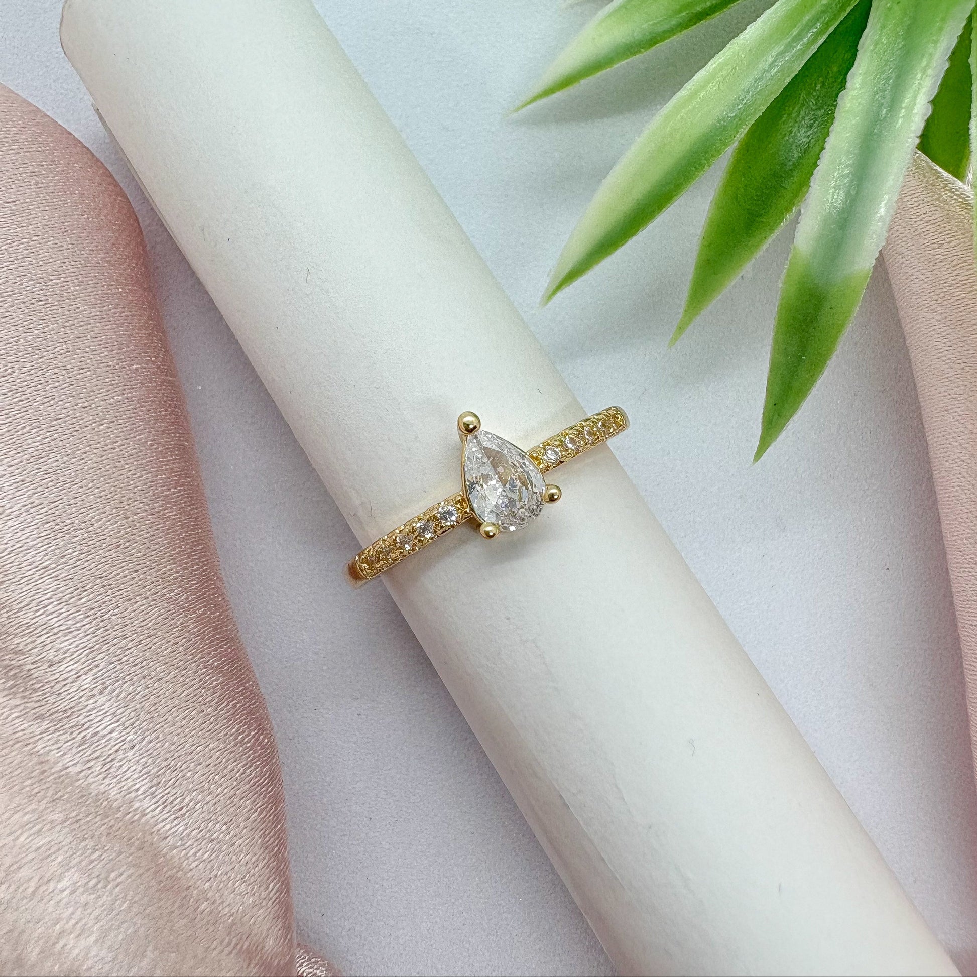 Elegant Drop Diamond Ring (Adjustable)