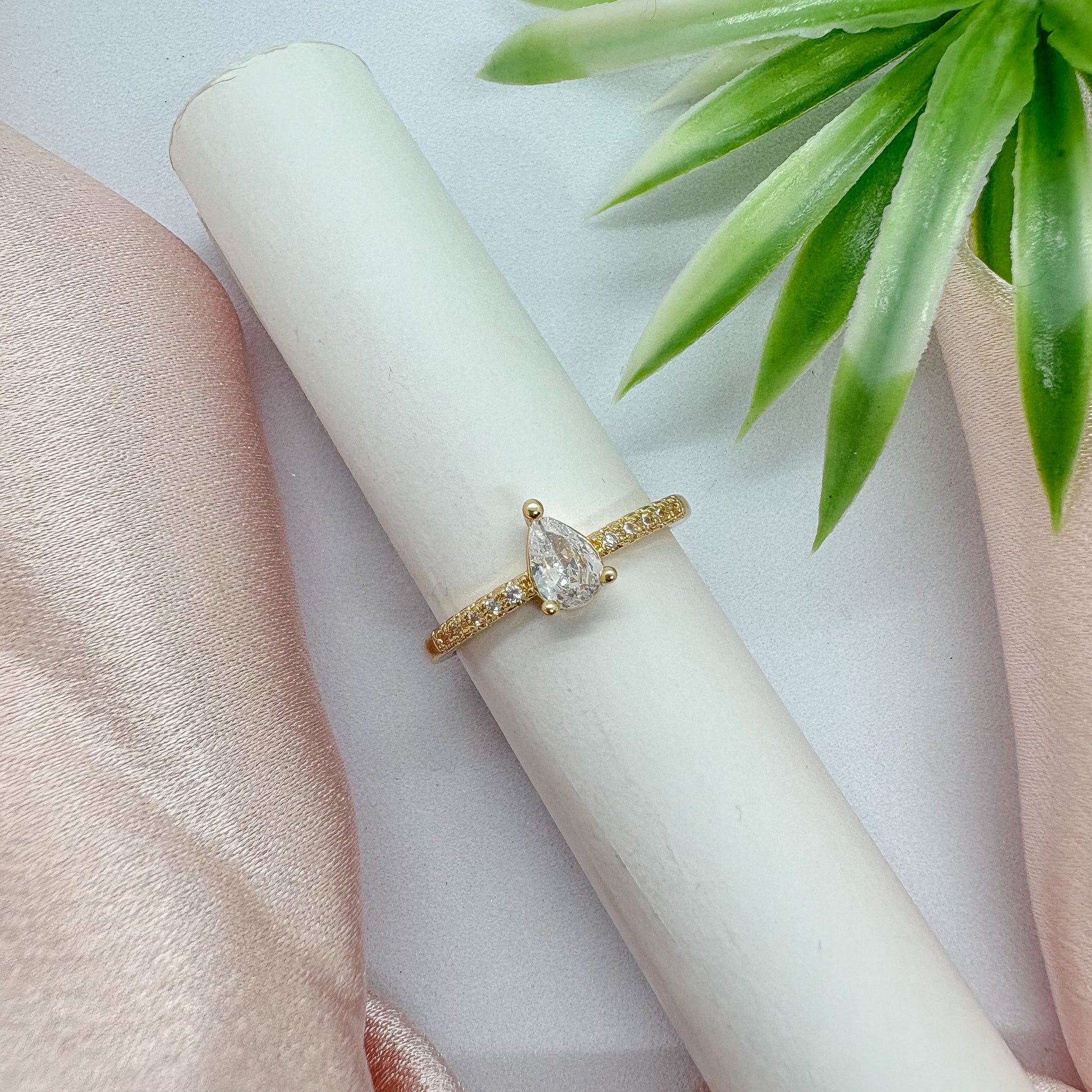 Elegant Drop Diamond Ring (Adjustable)