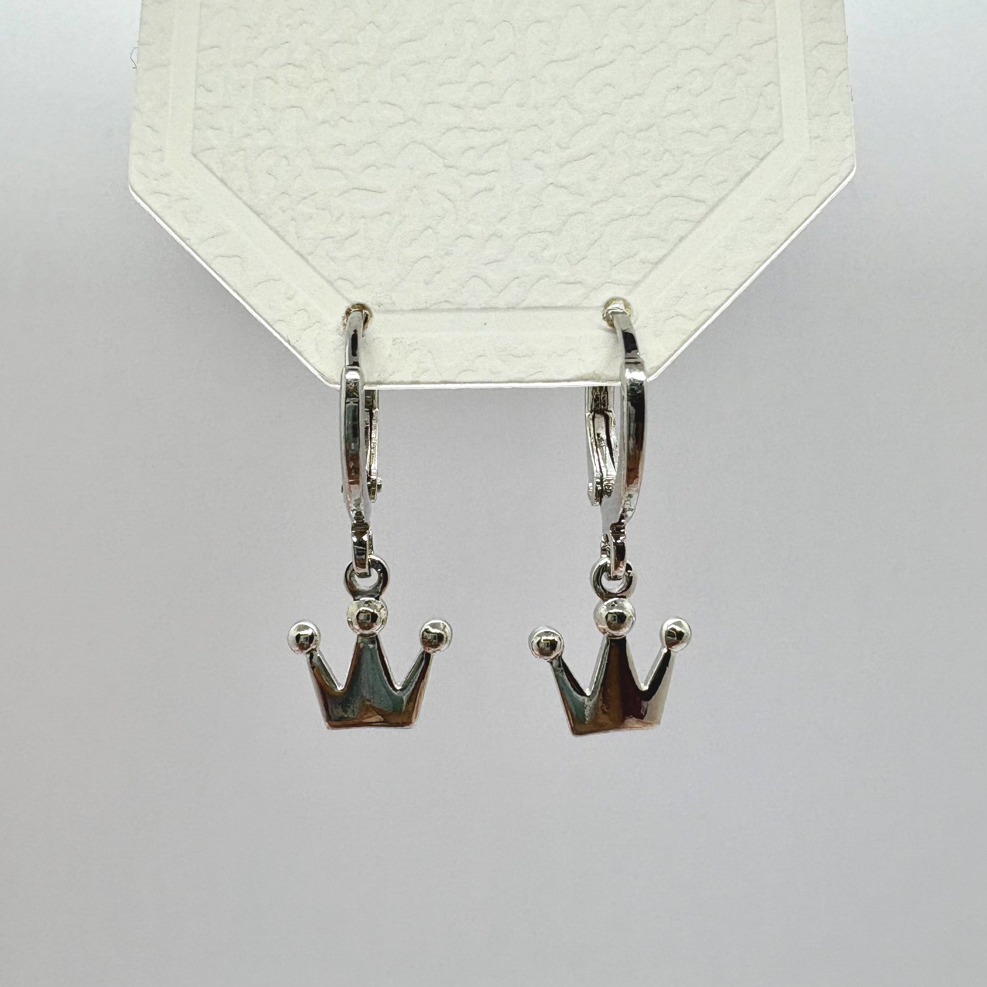Crown Silver Charm Earrings