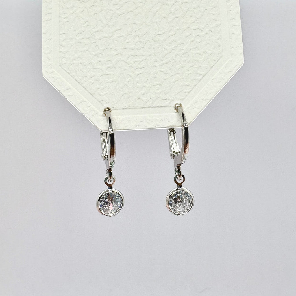 Hanging Diamond Silver Earrings