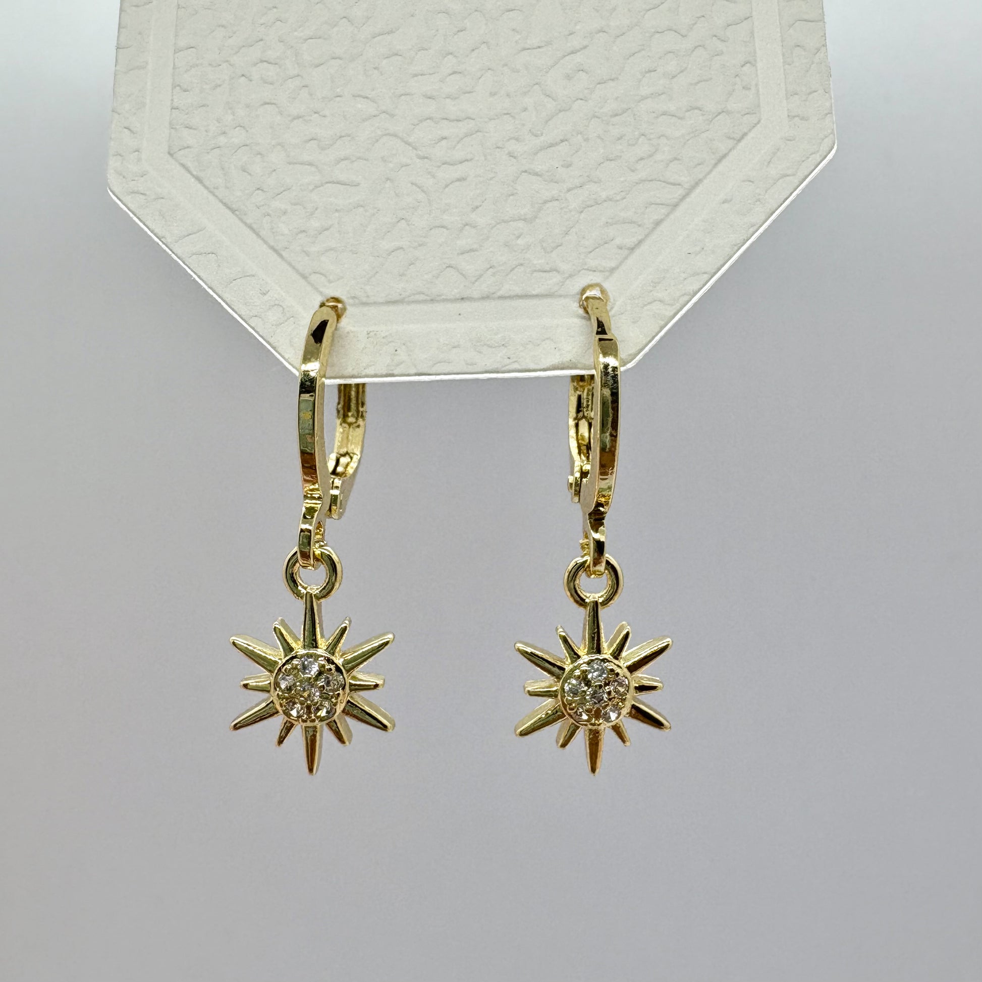 Starlight Burst Golden Charm Earrings