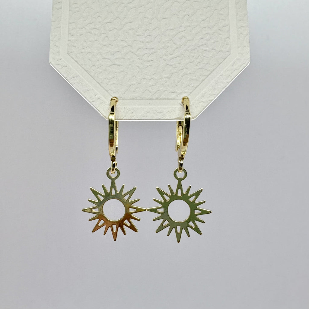 Sun Charm Golden Earrings