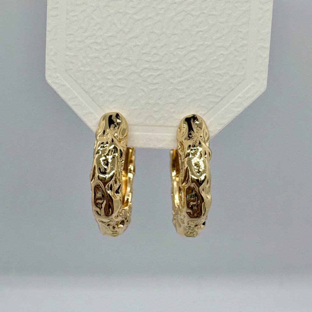 Chunky Textured Golden Hoop Earrings