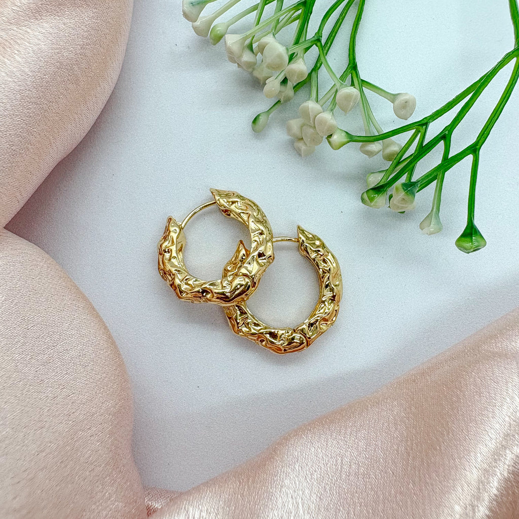 Chunky Textured Golden Hoop Earrings