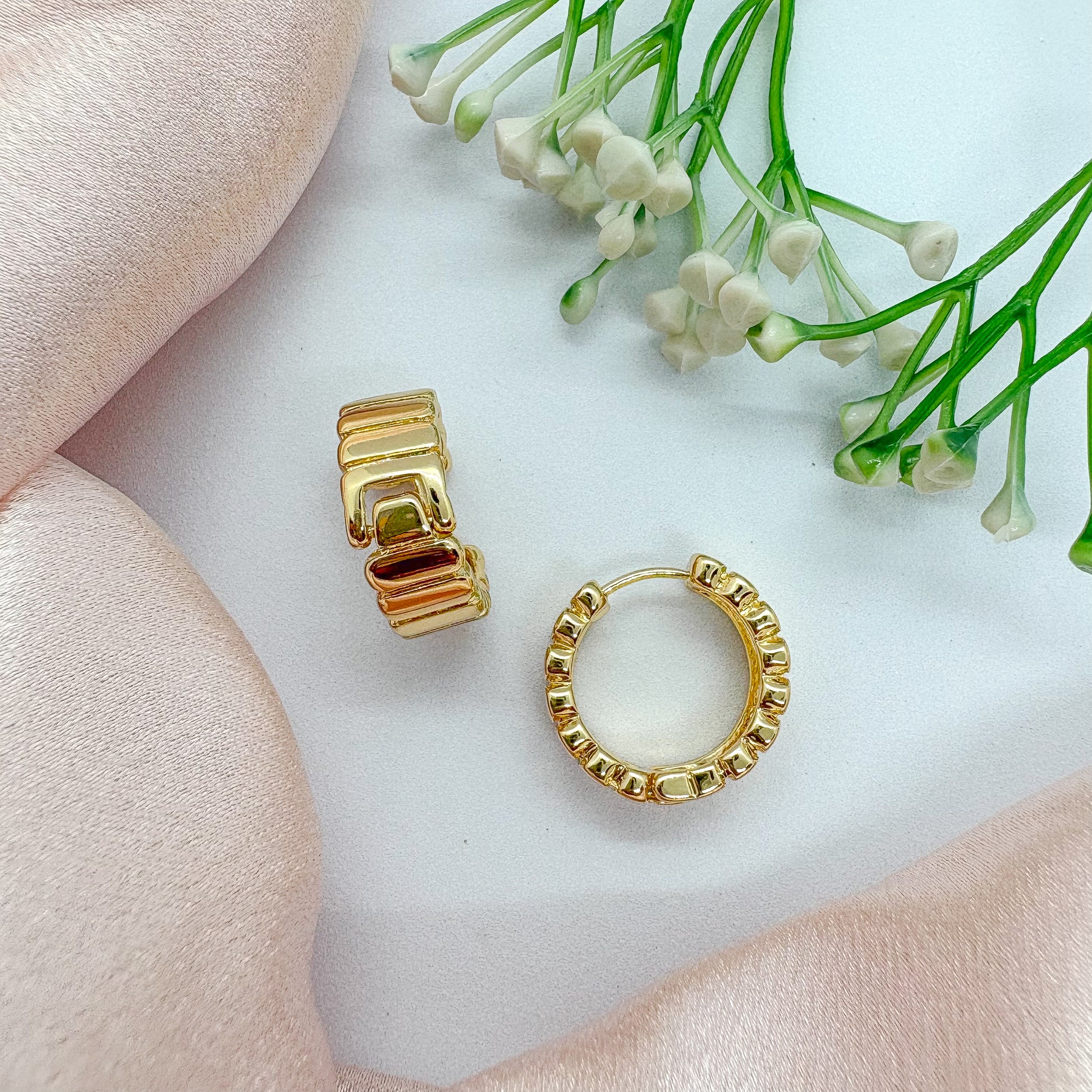 Minimal Bar Golden Hoop Earrings