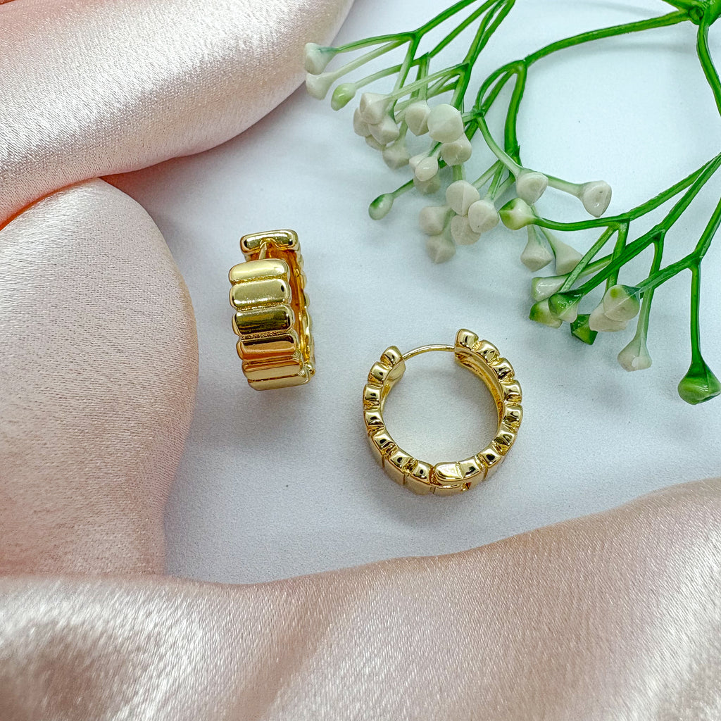 Minimal Bar Golden Hoop Earrings