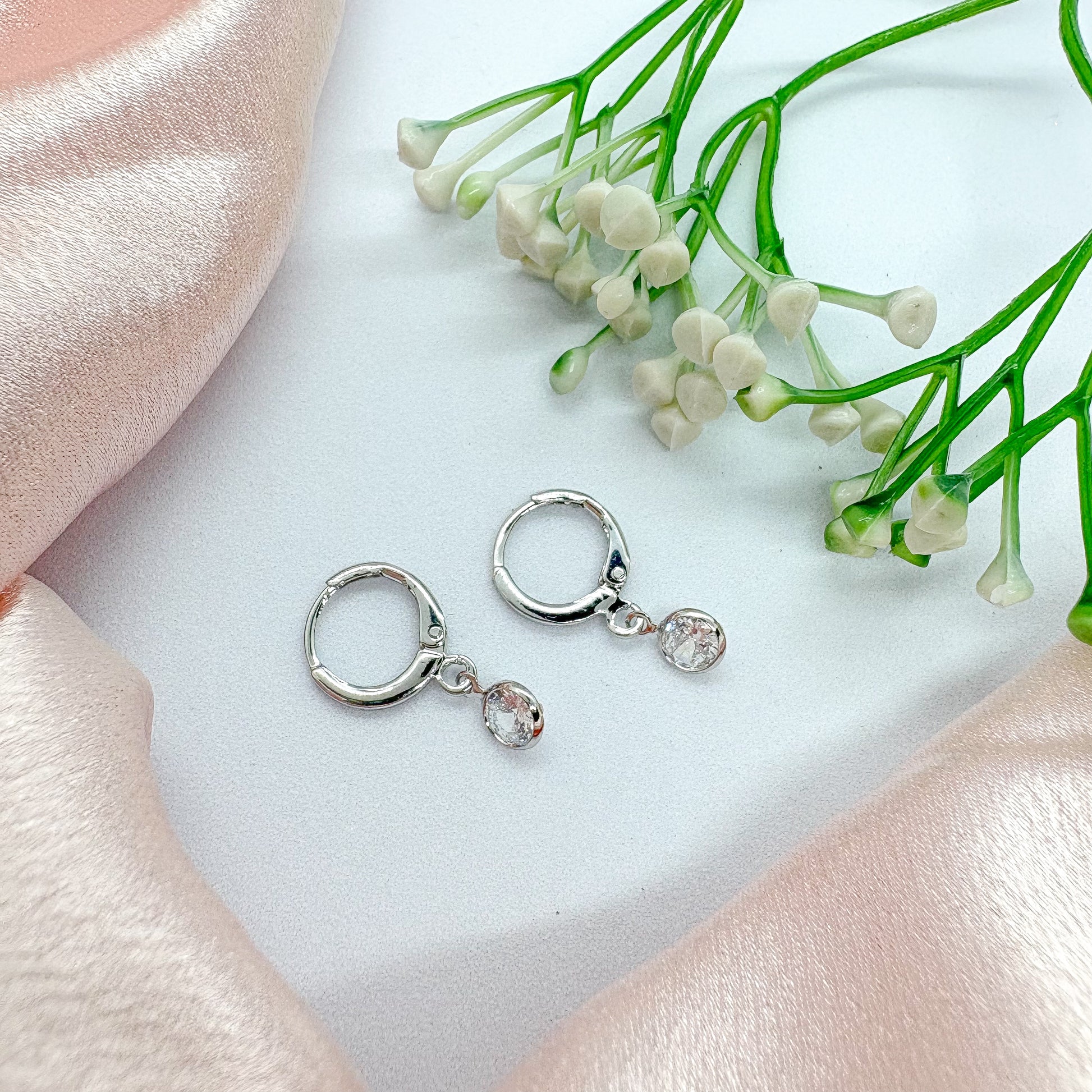 Hanging Diamond Silver Earrings