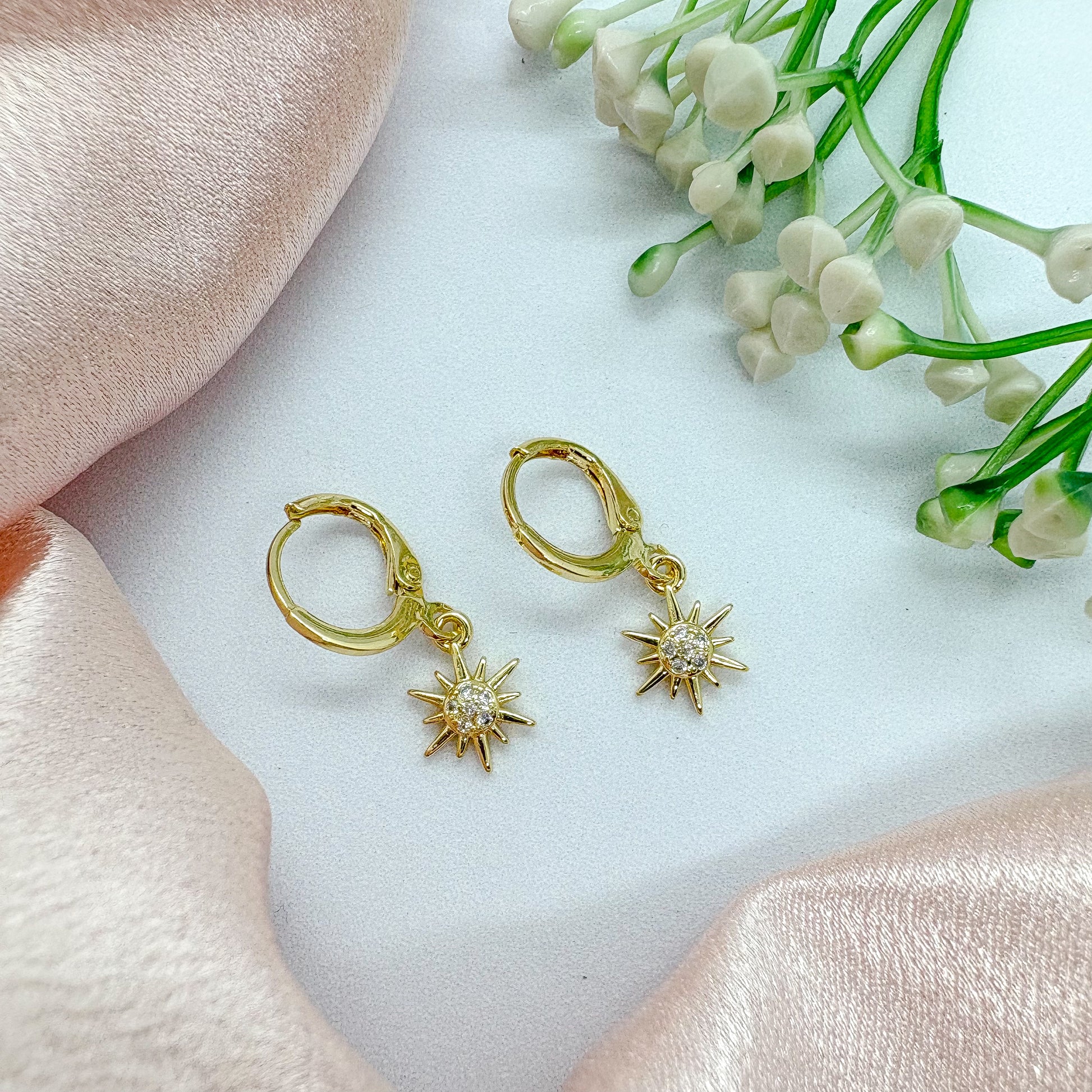 Starlight Burst Golden Charm Earrings