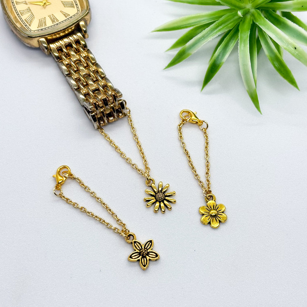 Bloom Flower Golden Watch Charm