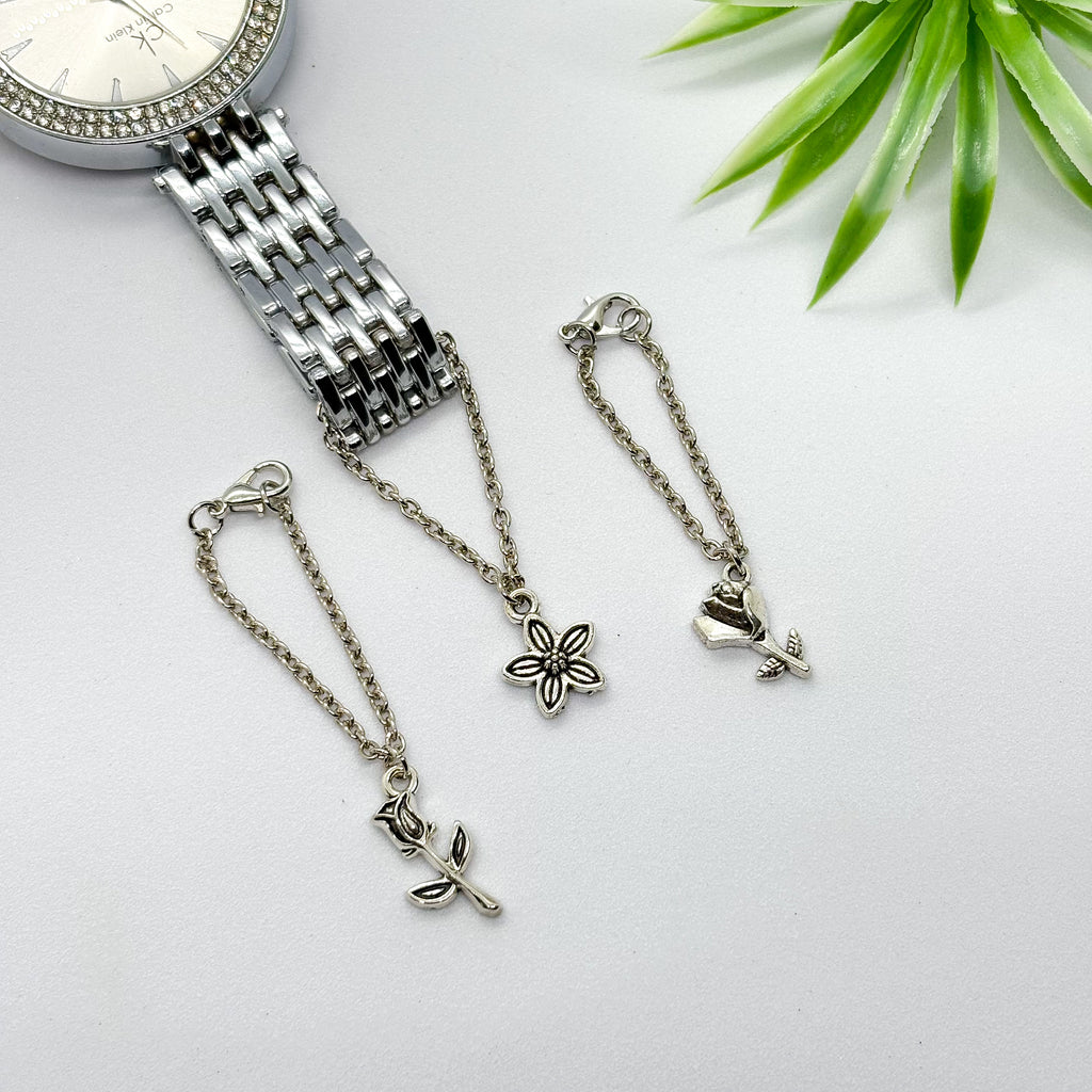 Floral Silver Watch Charm