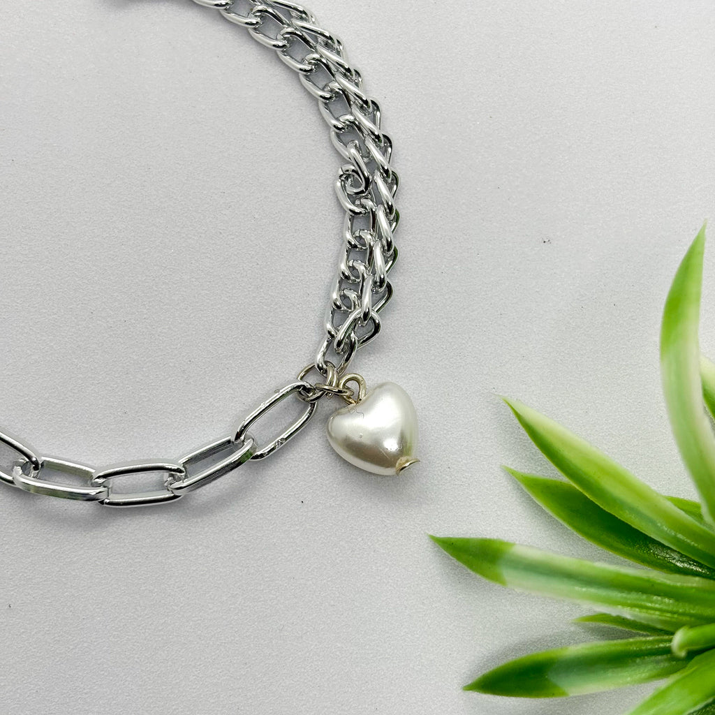Pearl Heart Chain Bracelet