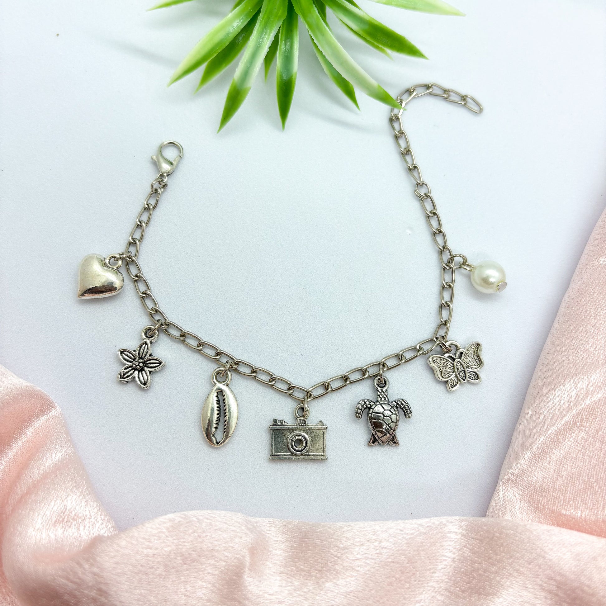 Beach Silver Charm Bracelet