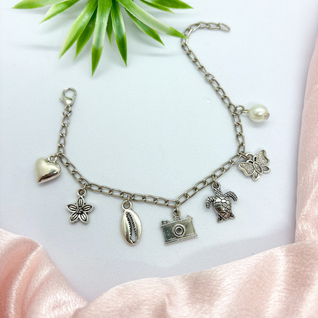 Beach Silver Charm Bracelet