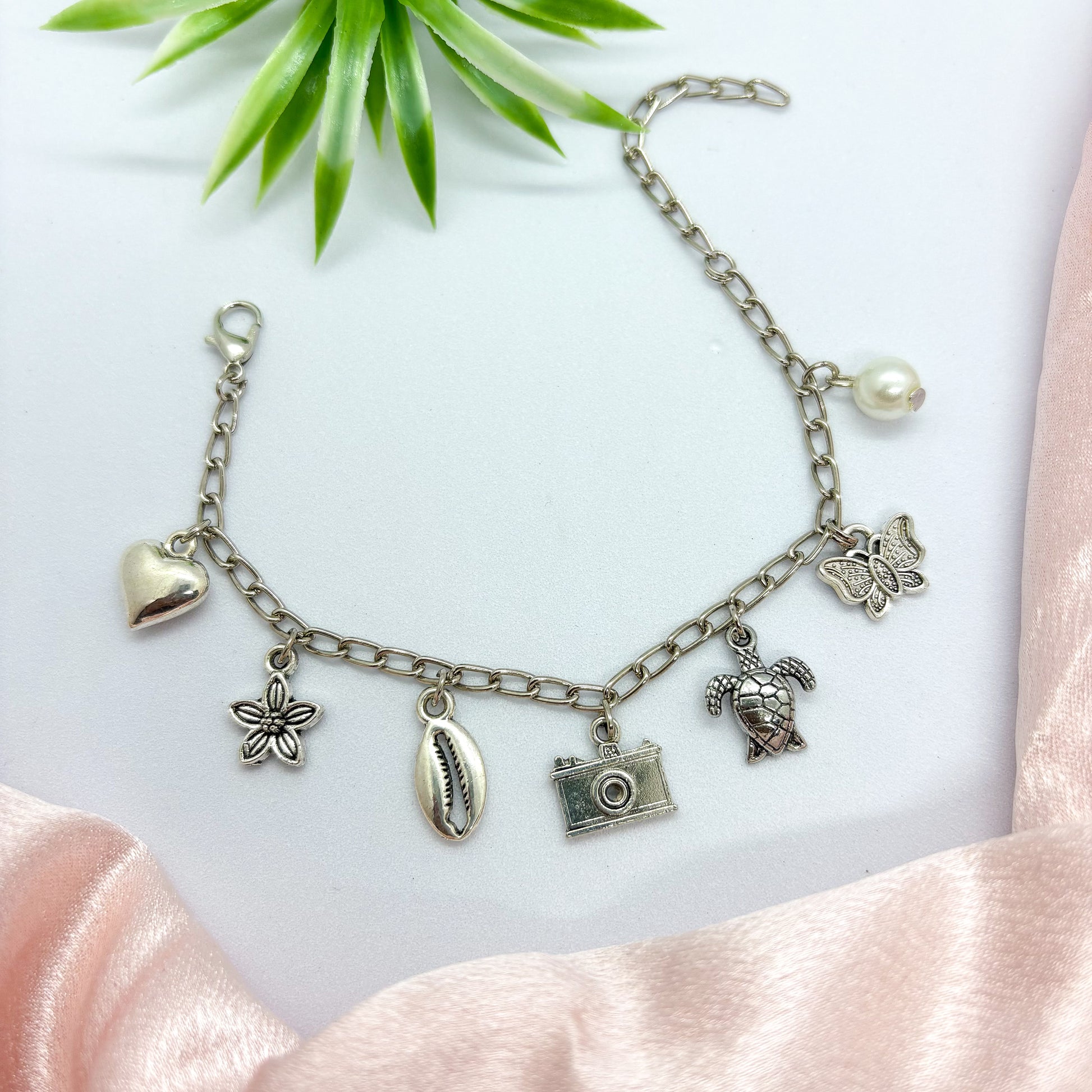 Beach Silver Charm Bracelet