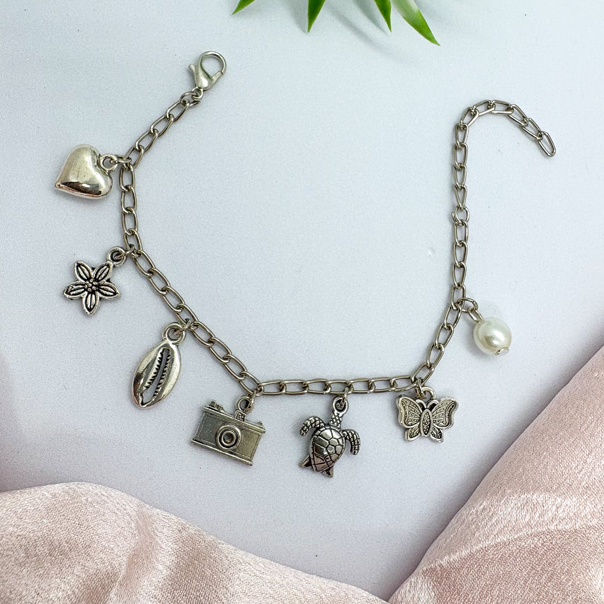 Beach Silver Charm Bracelet