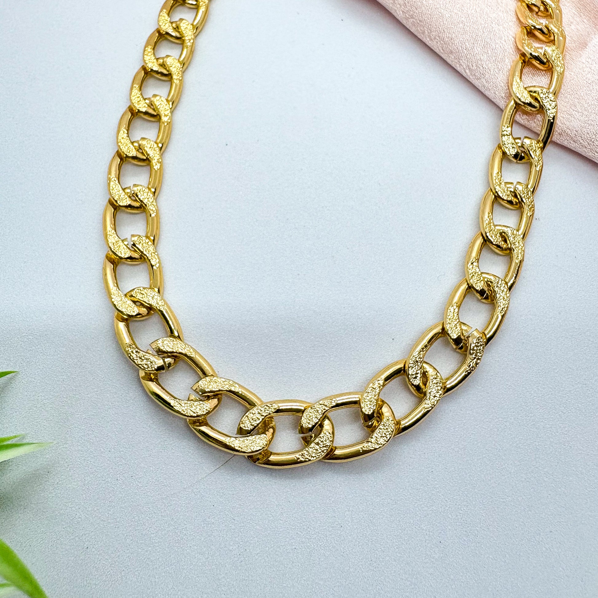 Statement Textured Gold Chain Necklace