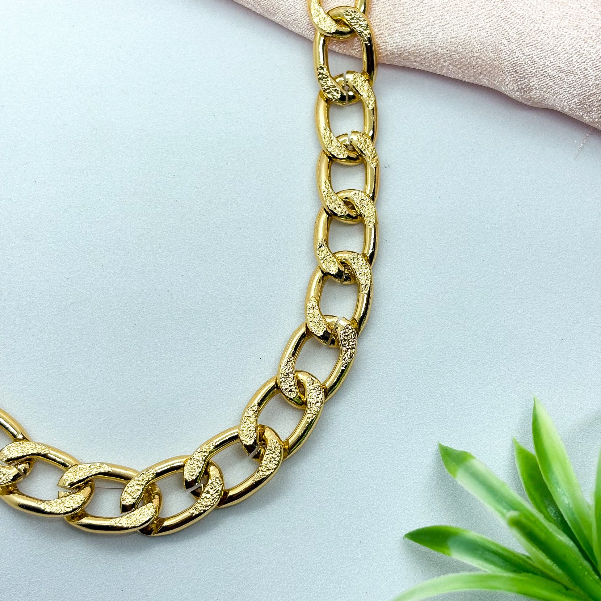 Statement Textured Gold Chain Necklace