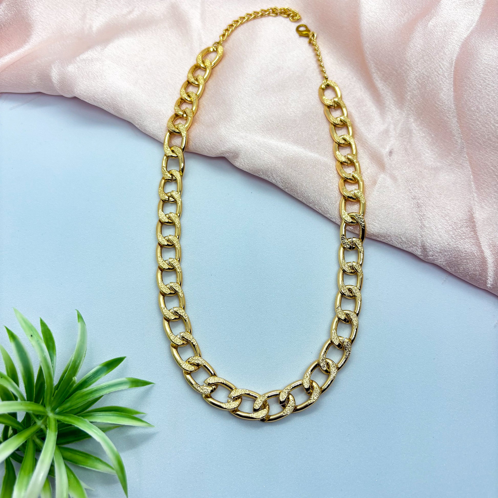 Statement Textured Gold Chain Necklace