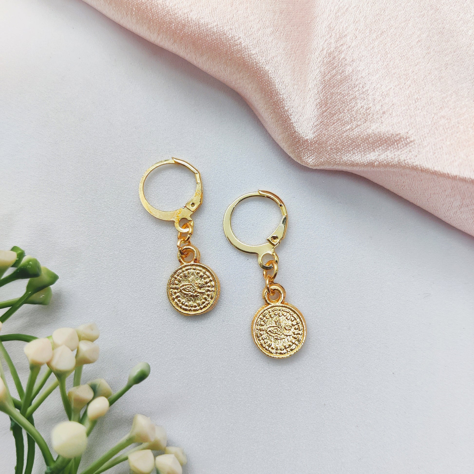 Classic Coin Golden Charm Earrings
