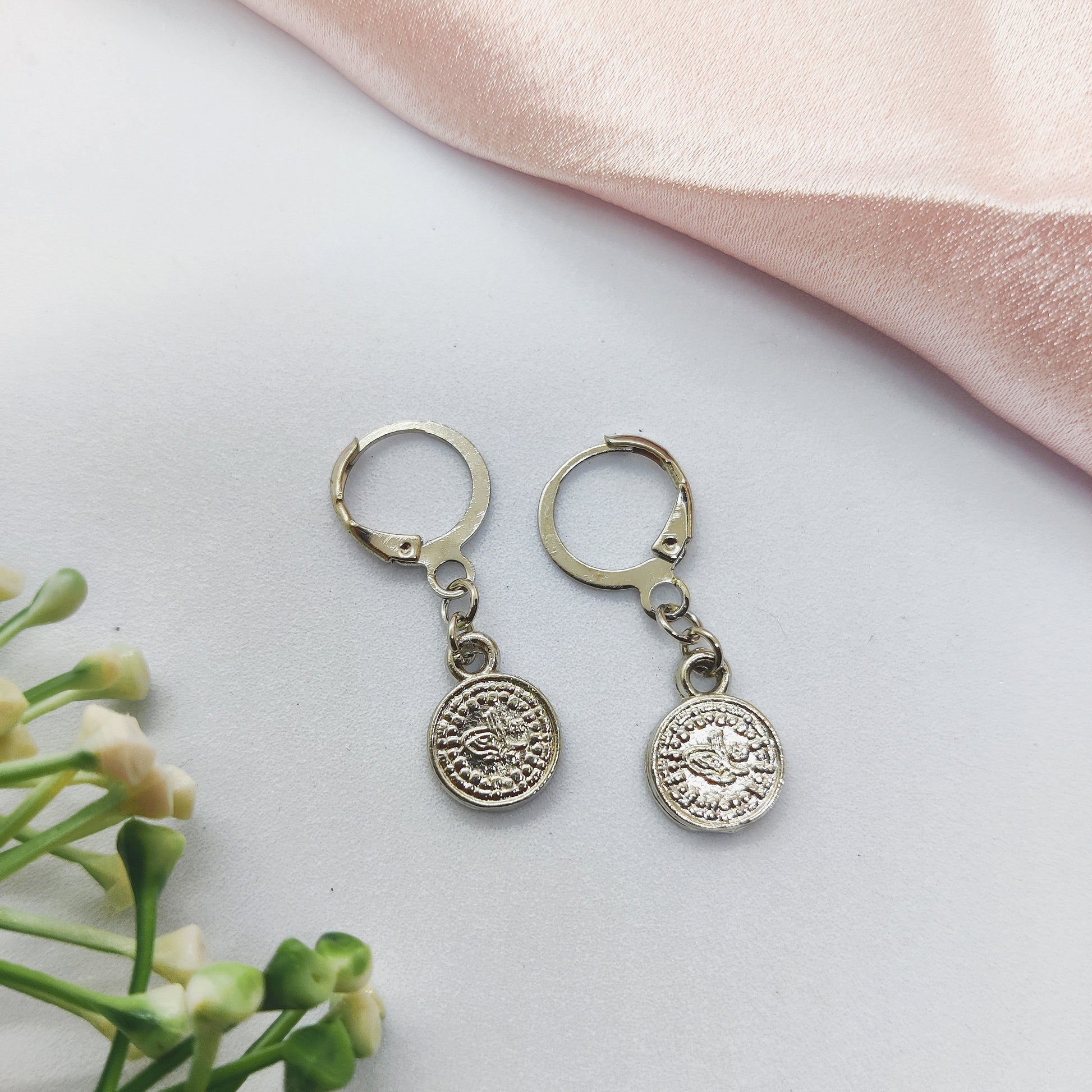Classic Coin Silver Charm Earrings