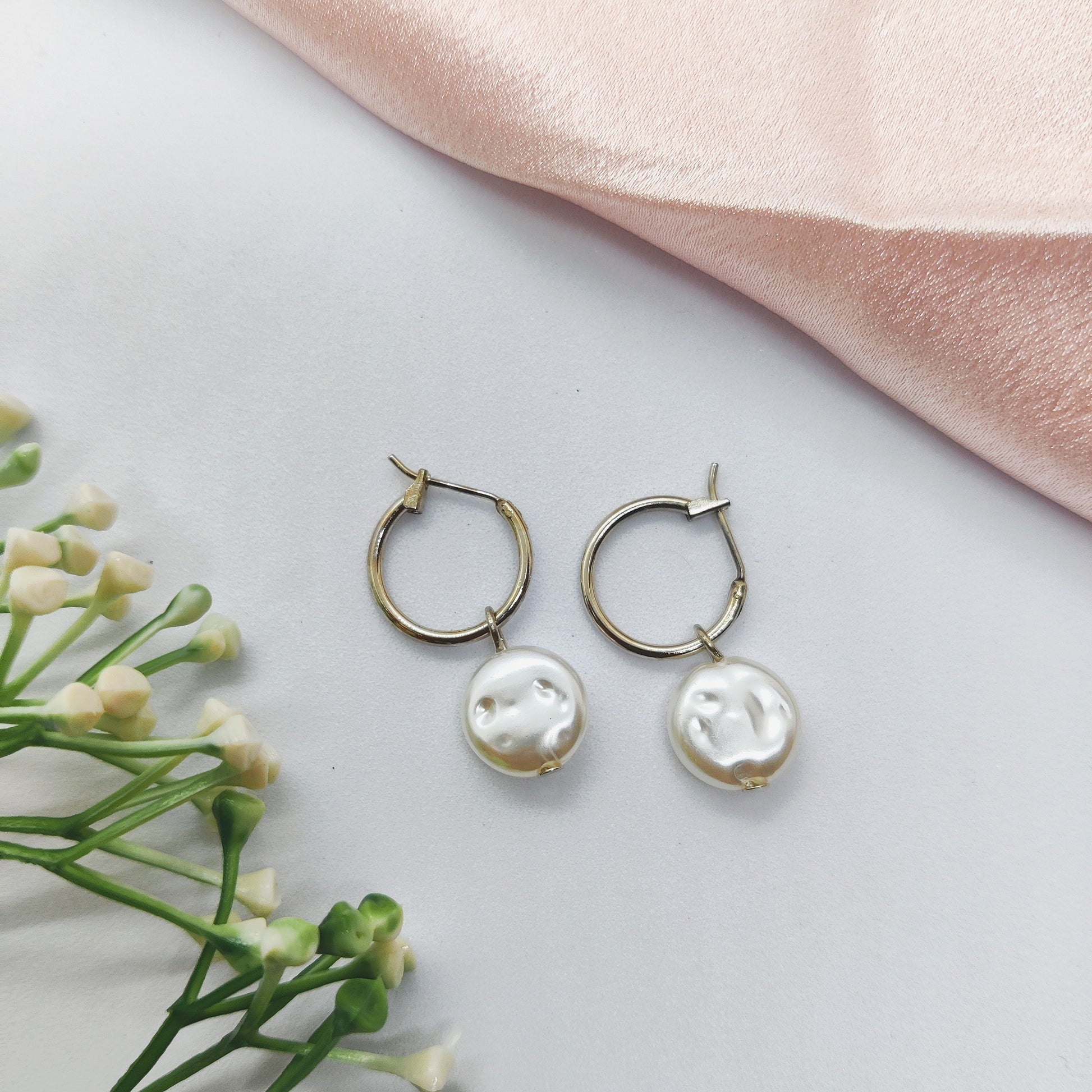 Pearl Coin Silver Earrings