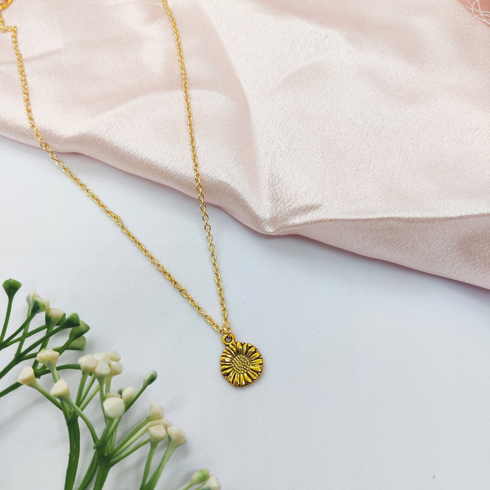 Sunflower Golden Charm Necklace
