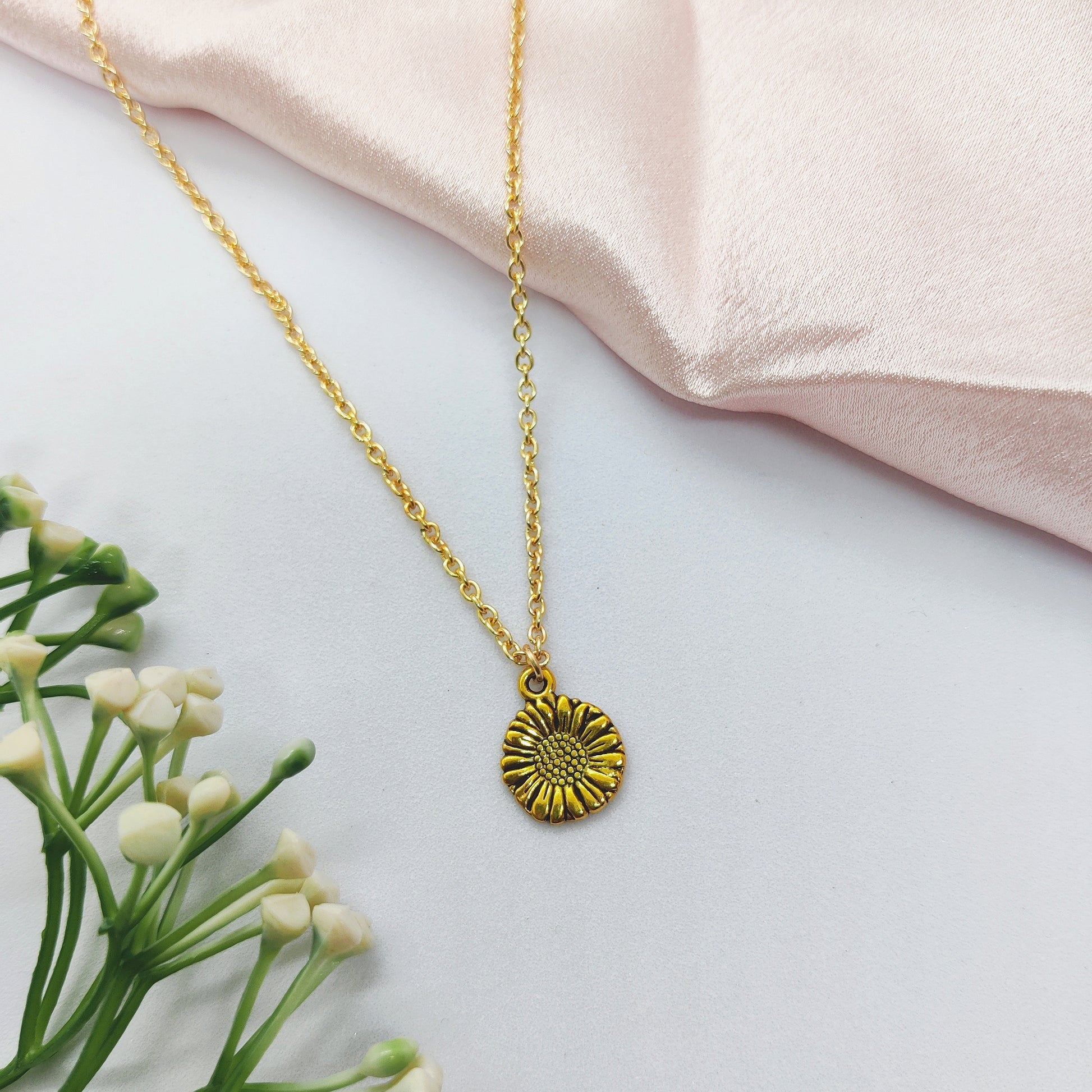 Sunflower Golden Charm Necklace