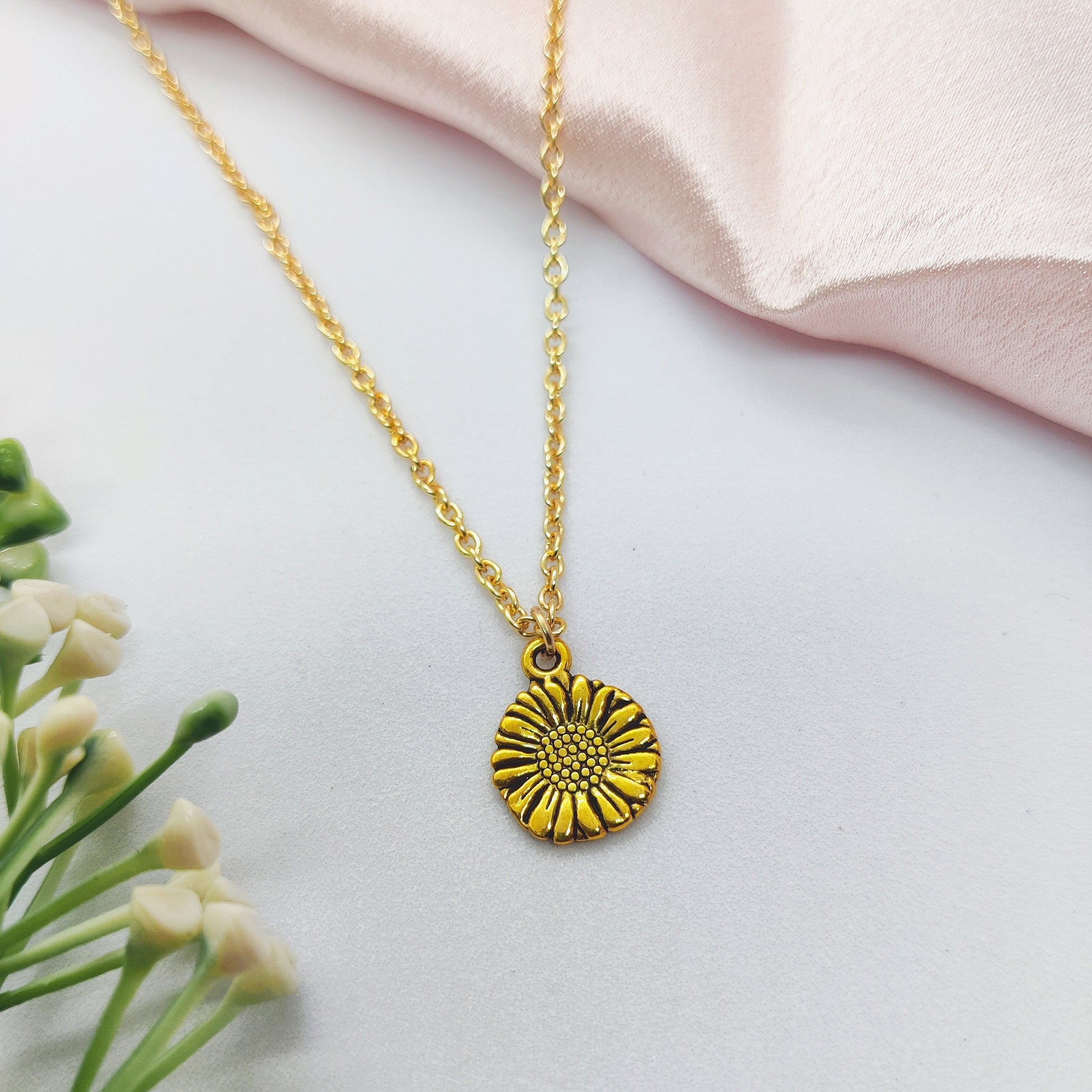 Sunflower Golden Charm Necklace
